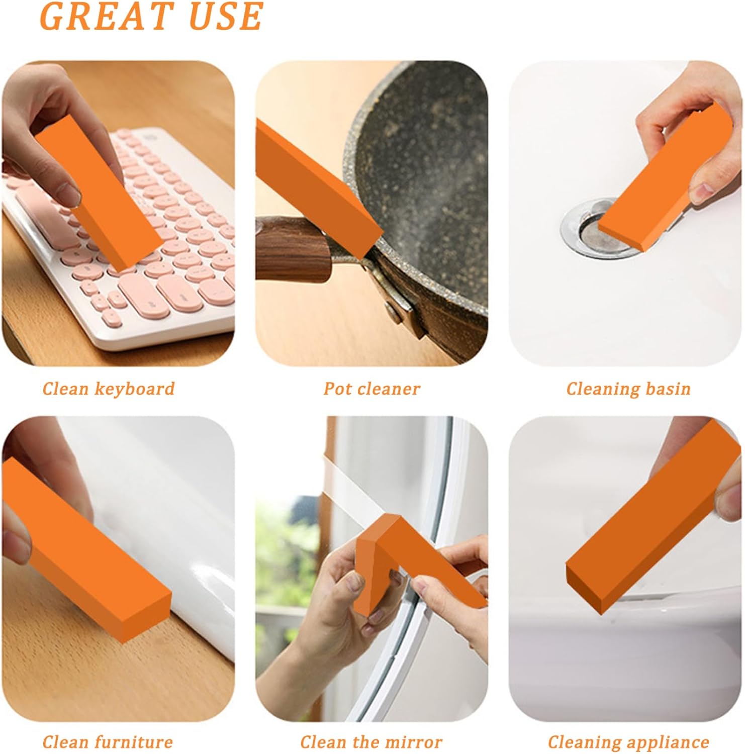 CUCUFA 5PCS Rubber Stainless Steel Rust Remover