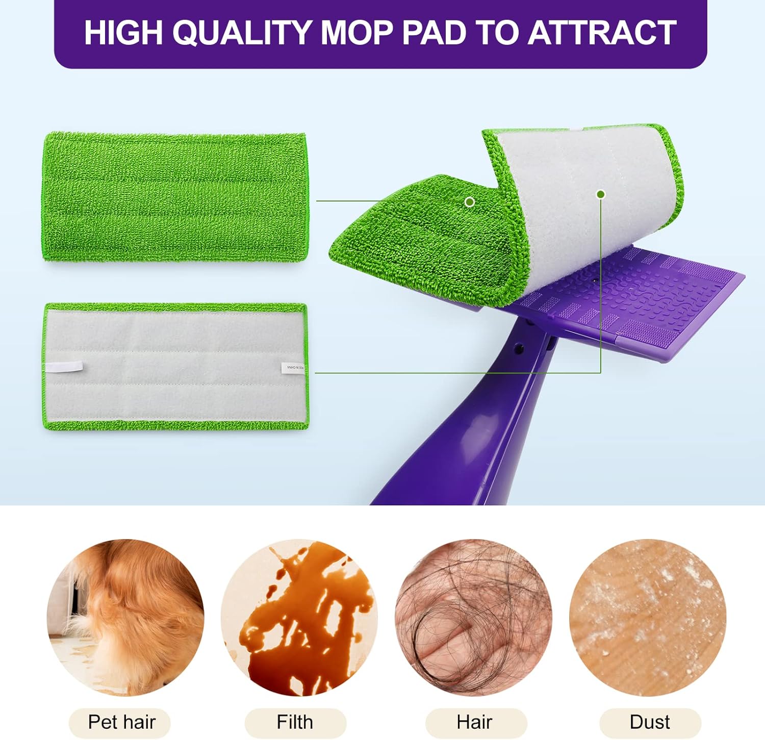 8 Pack Reusable Mop Pads for Swiffer Wet Jet Mops
