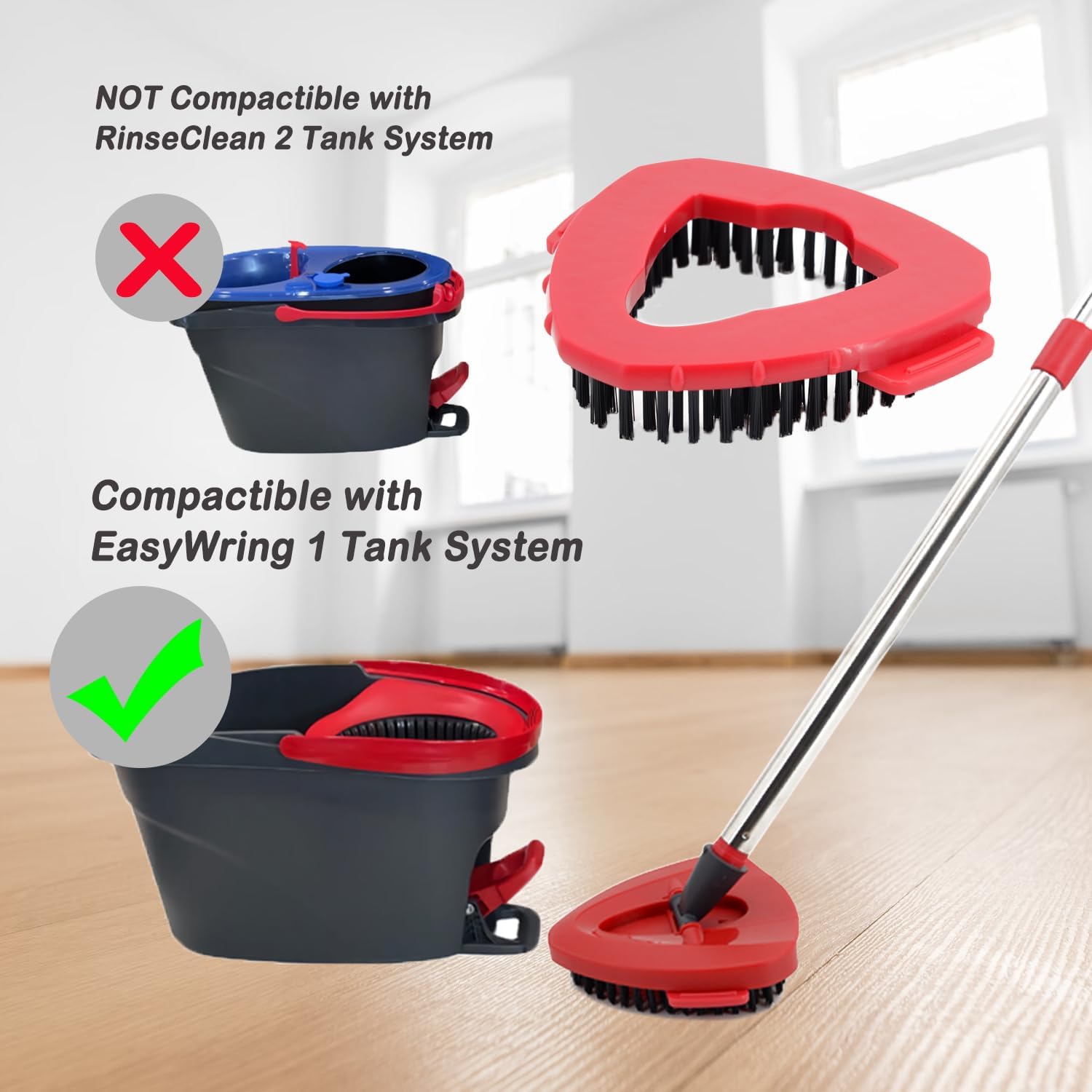 FAMEBIRD 2 Pack Stiff Bristle Scrub Brush Heads