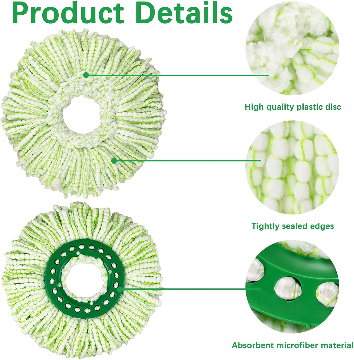 3 Pack Mop Replacement Heads for Libman Tornado Spin Mop System