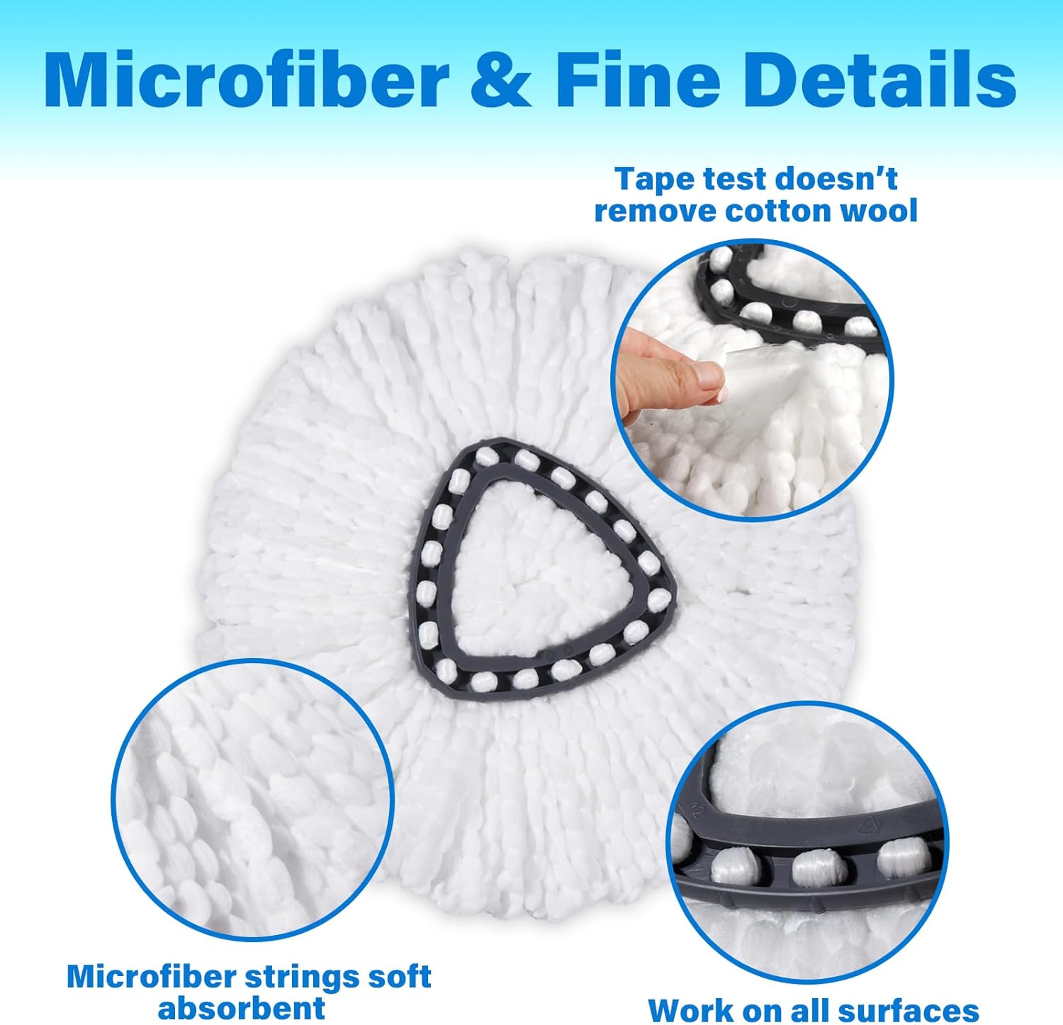CDYJDY Mop Replacement Heads 3 Pack - Easy Wring Spin and Machine Washable