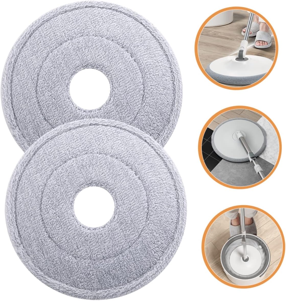 2pcs Round Mop Head Refill - Soft and Absorbent