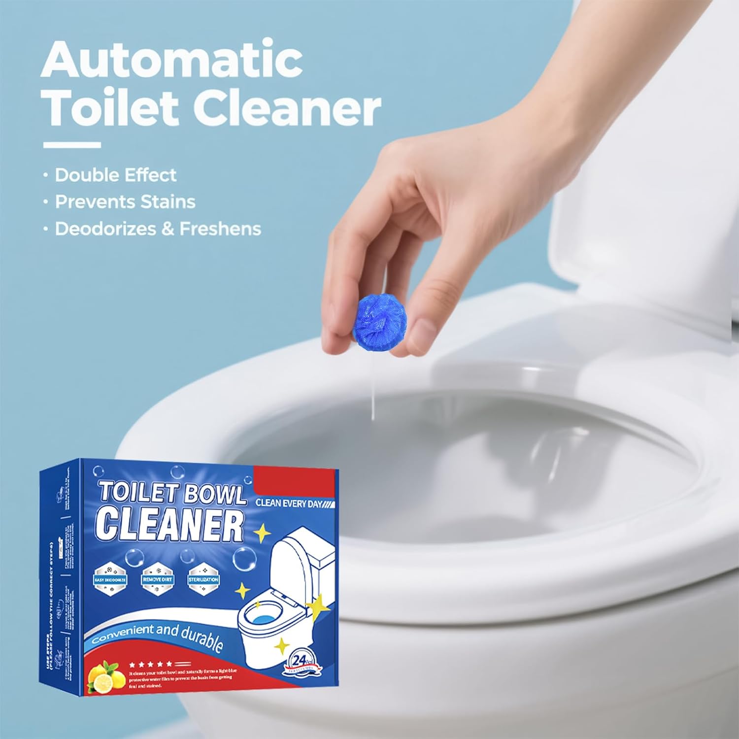 Ruheaou Toilet Cleaning Tablets 24 Count - Fast Dissolving Long Lasting Freshness