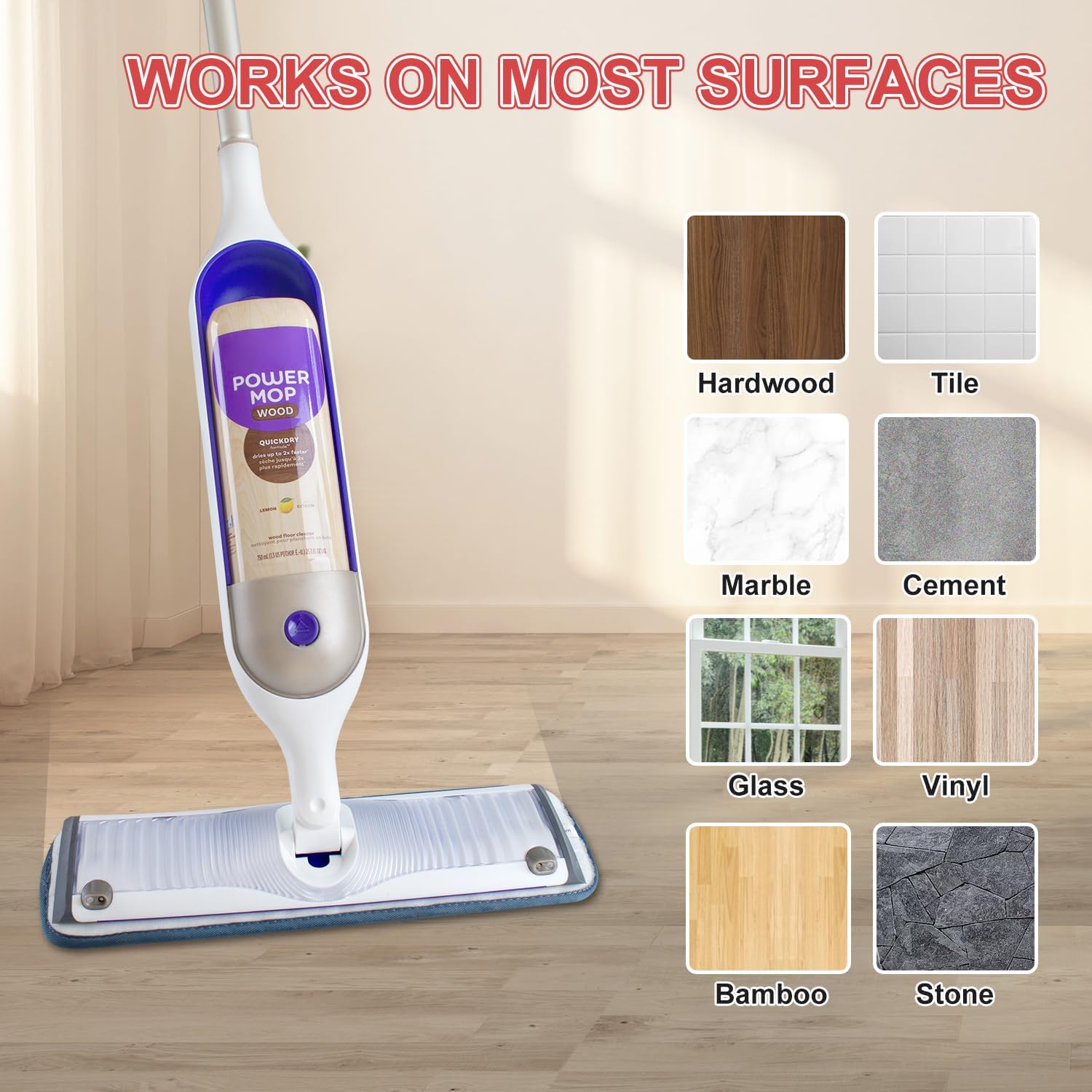 4 Pack Reusable Swiffer Power Mop Pads - Thicker Microfiber
