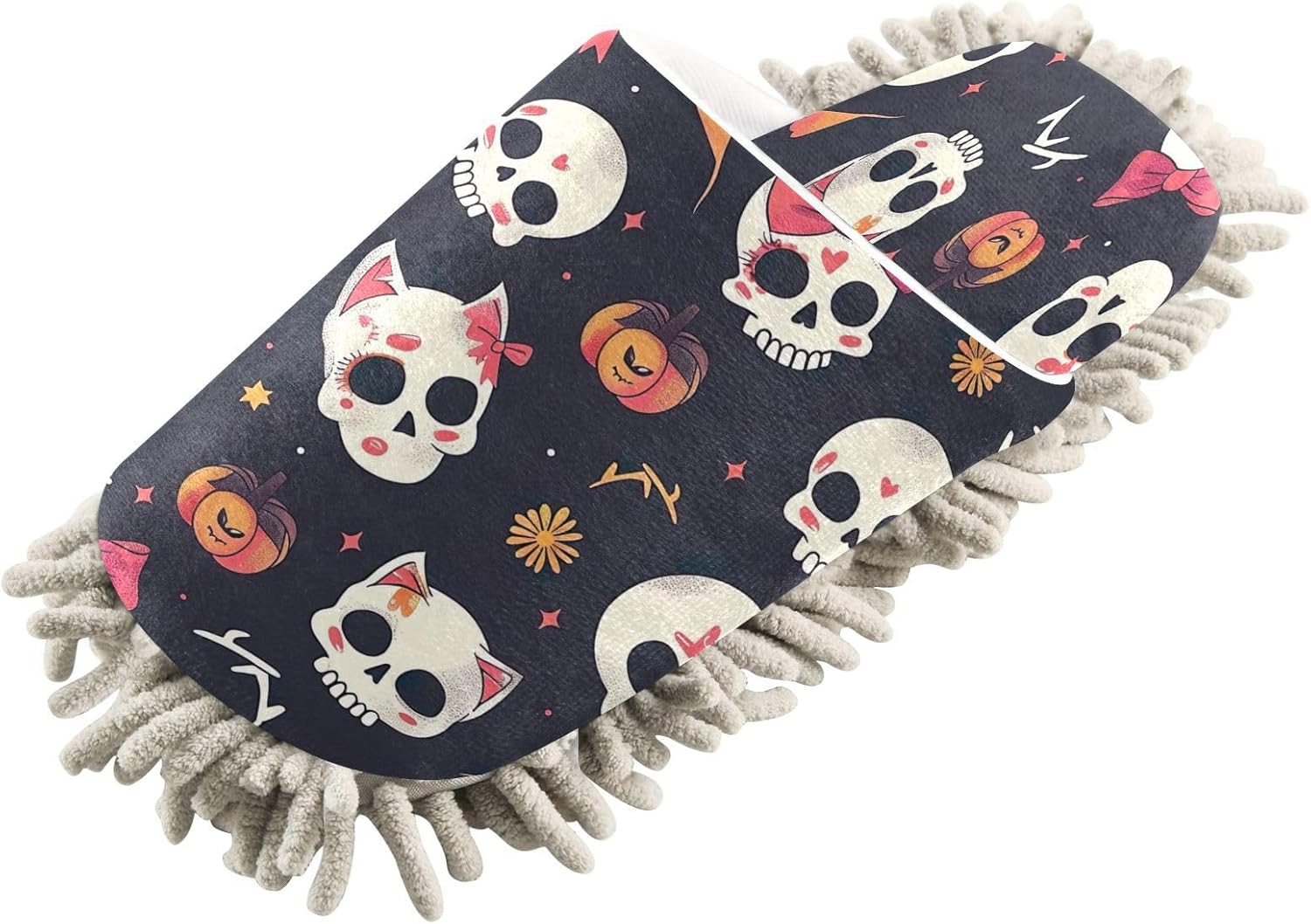 Zhirexin Halloween Bow Skull Cleaning Slippers