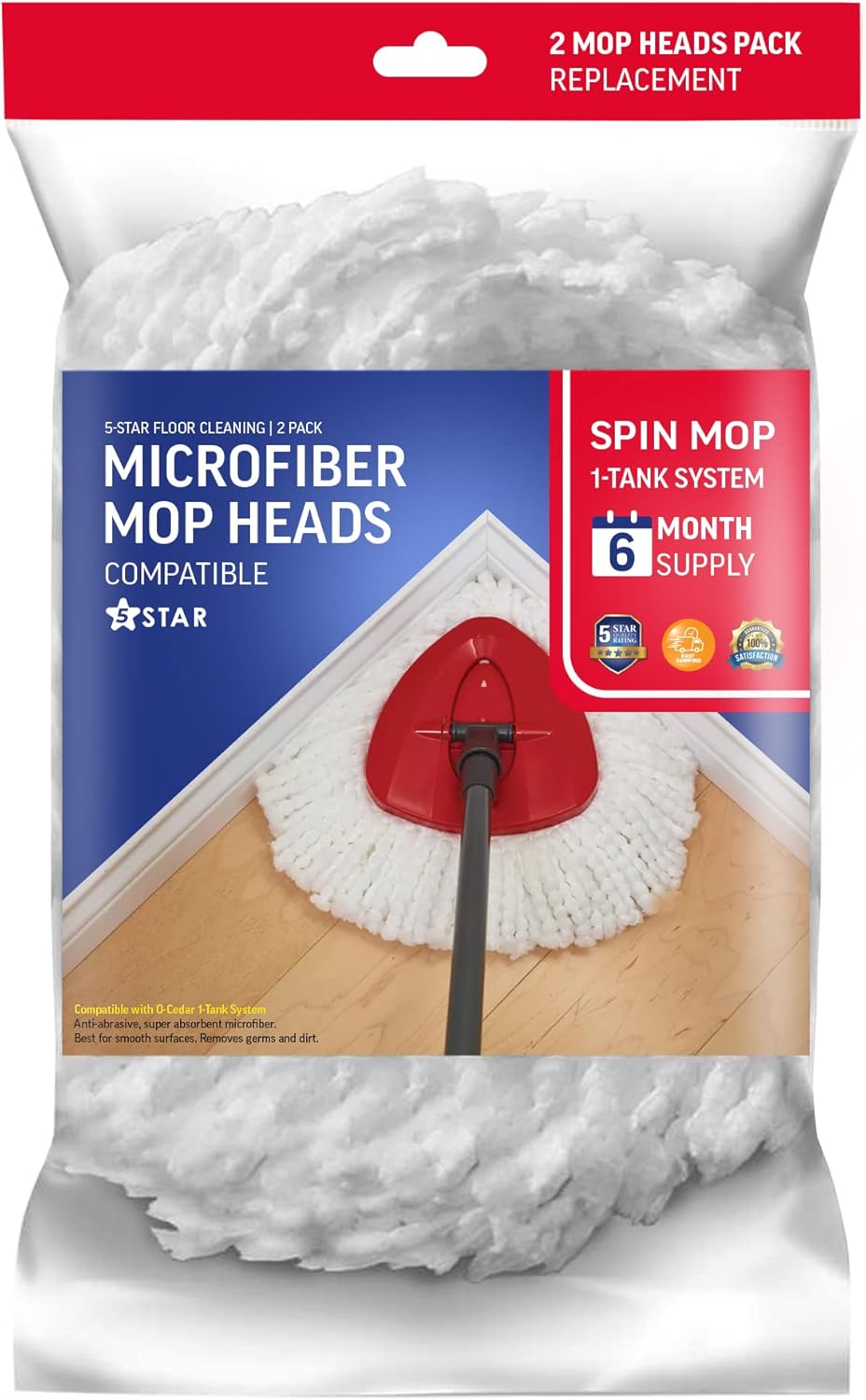INKjetsclub Compatible Spin Mop Replacement Heads 2 Pack White