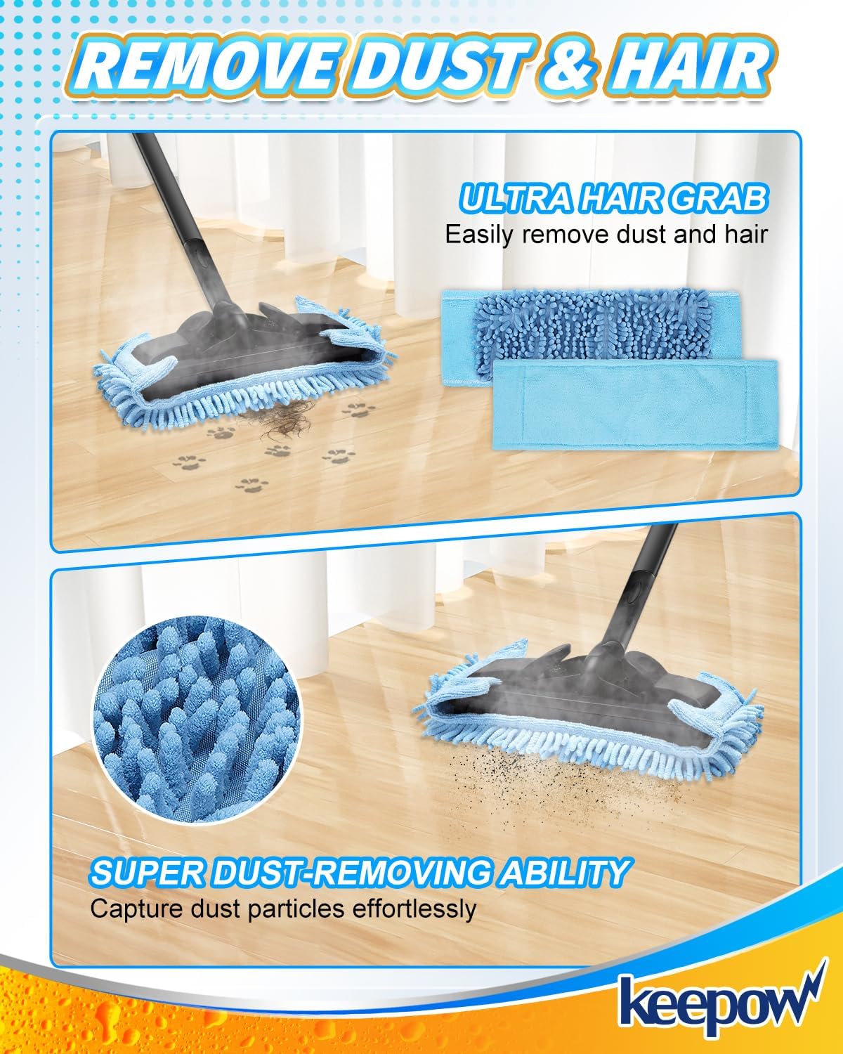 KEEPOW 4 Pack Microfiber Steam Mop Pads for Wagner 905e915e925e