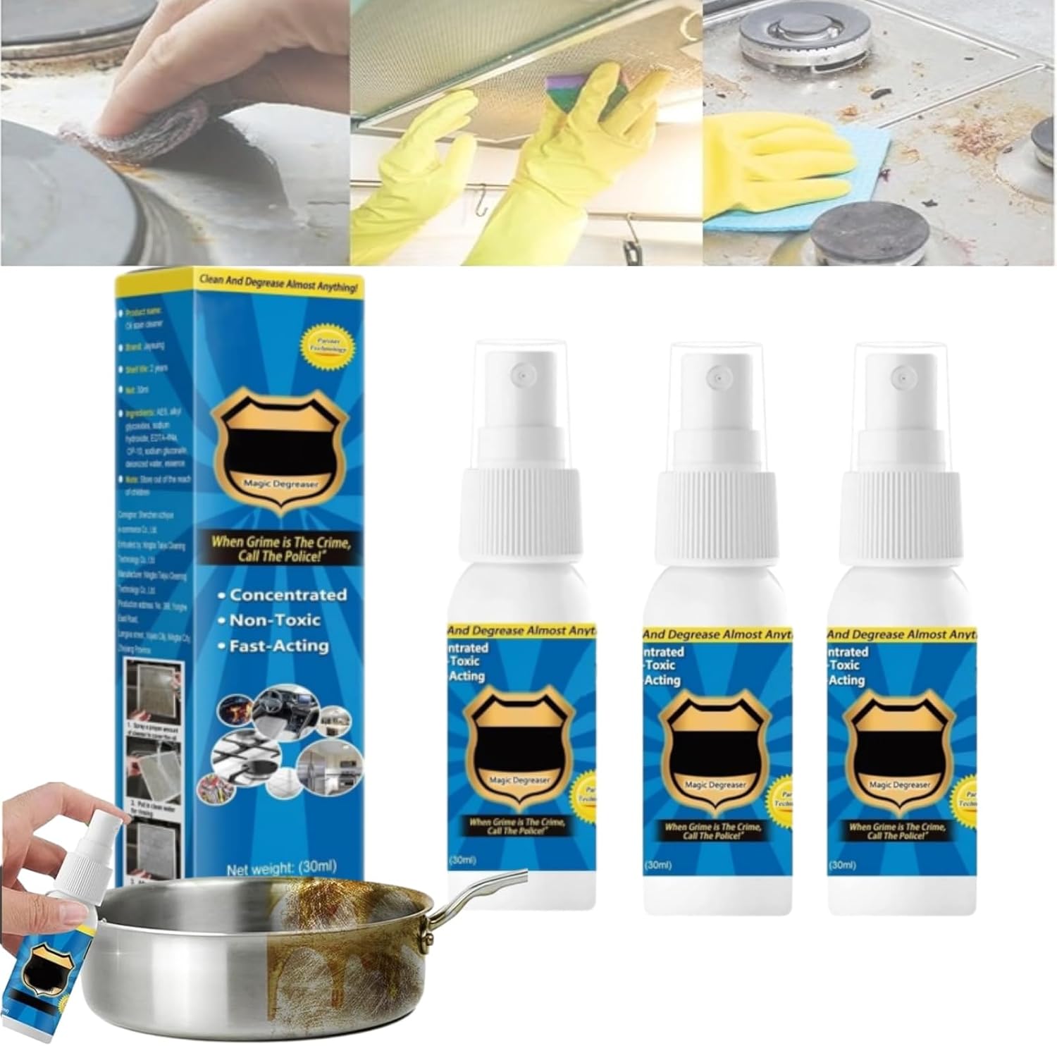Proemptli Magic Degreaser Spray 3PCS Kitchen Multi Surface Cleaner