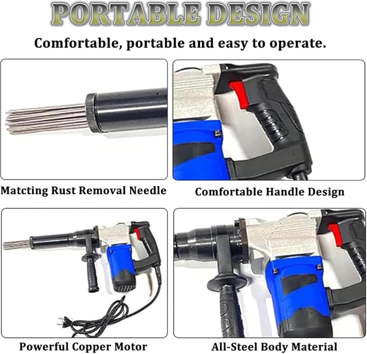 HEAXIY Electric Needle Scaler for Rust and Weld Slag Removal