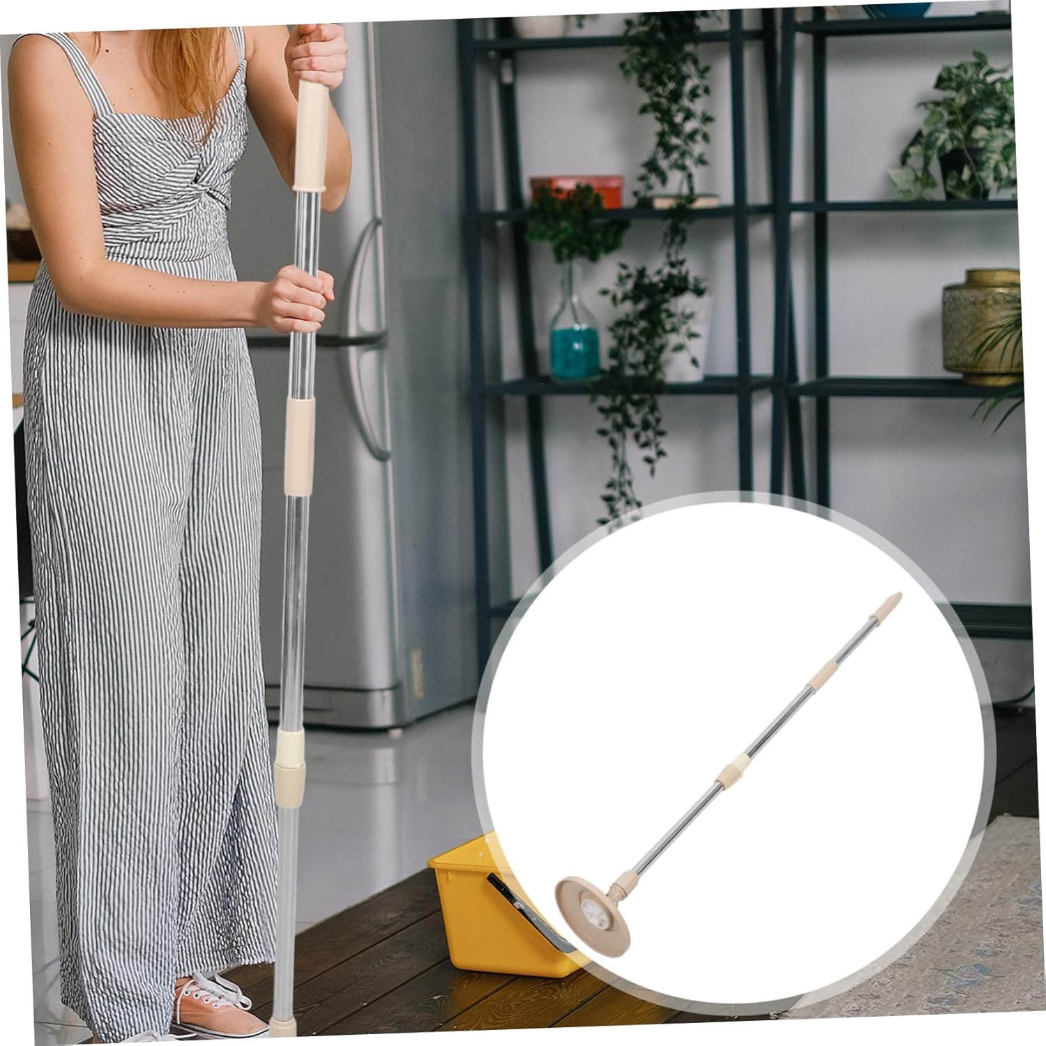 Detachable Rotary Mop Pole with Reinforced Stainless Steel Handle