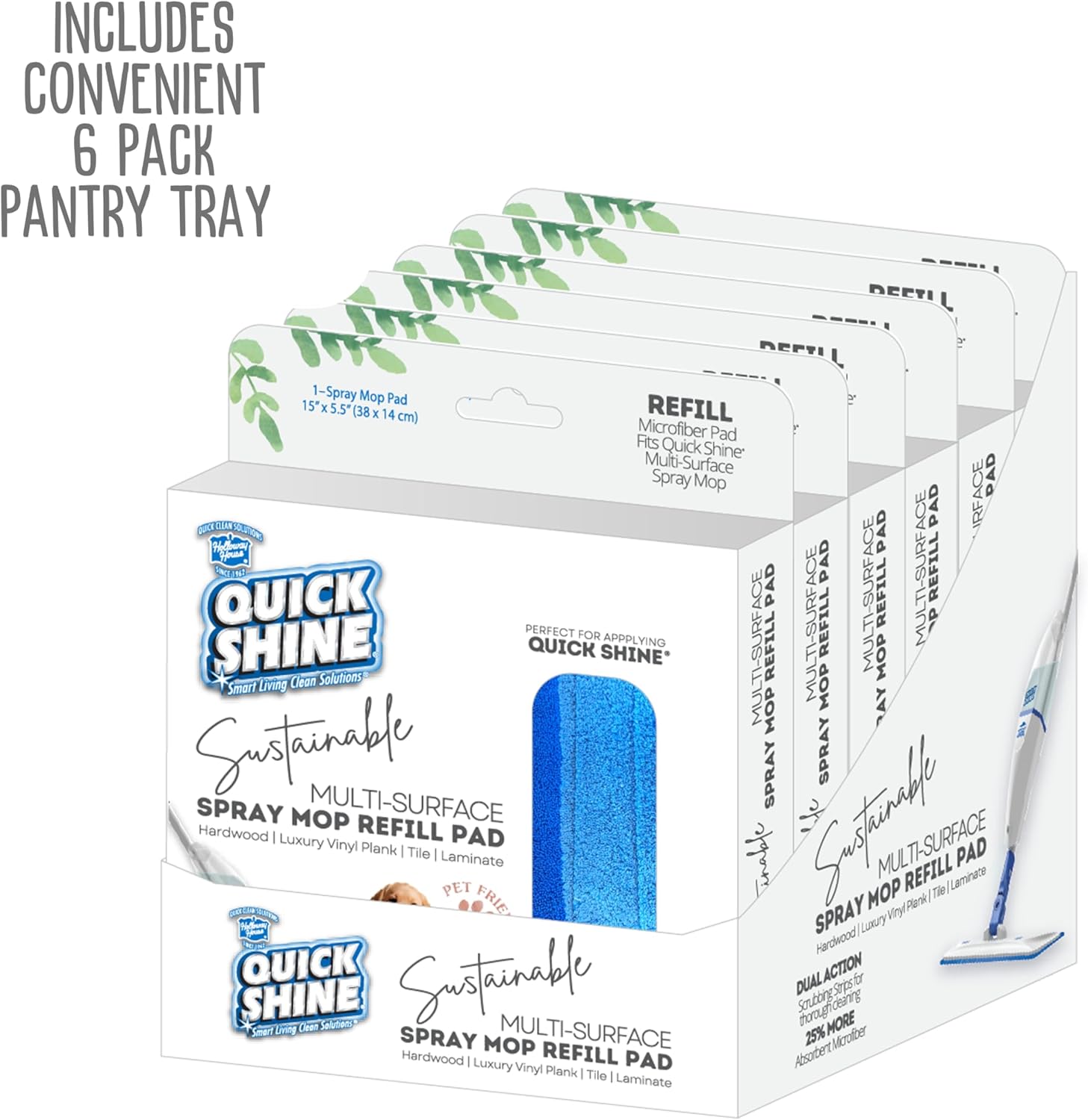 Quick Shine Spray Mop Refill Pad 6 Pack
