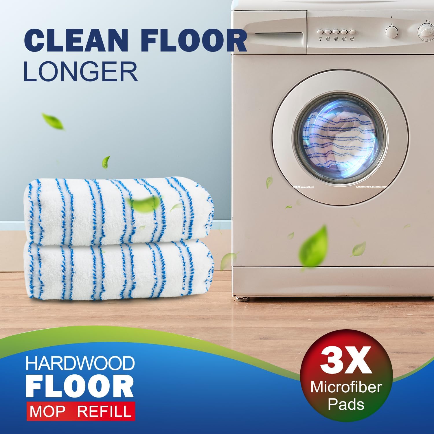 Matthew Microfiber Mop Refills for 15x8 Mops - 3Pcs Reusable Replacement Heads