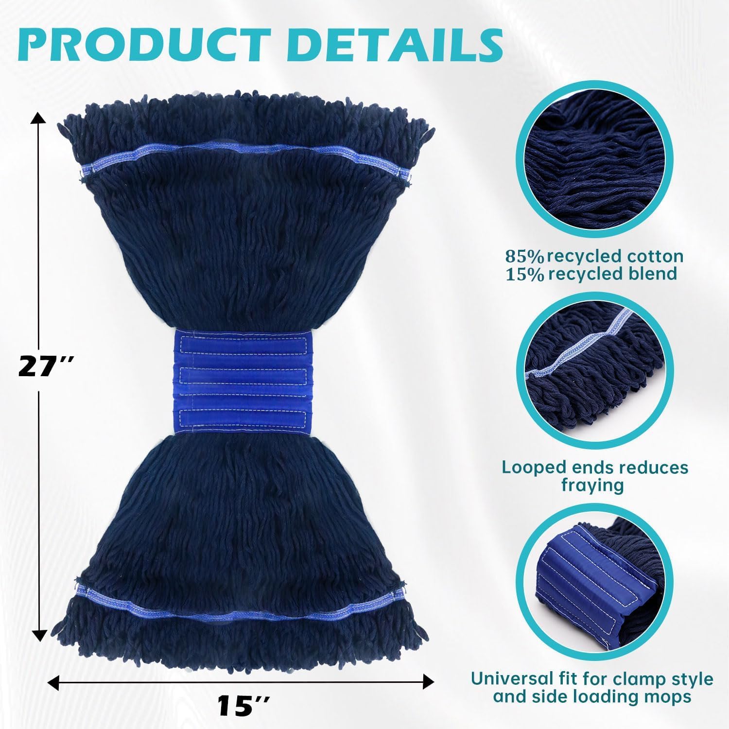 MOPTIMISTIC 24oz Looped Yarn Mop Head Pack of 3 1