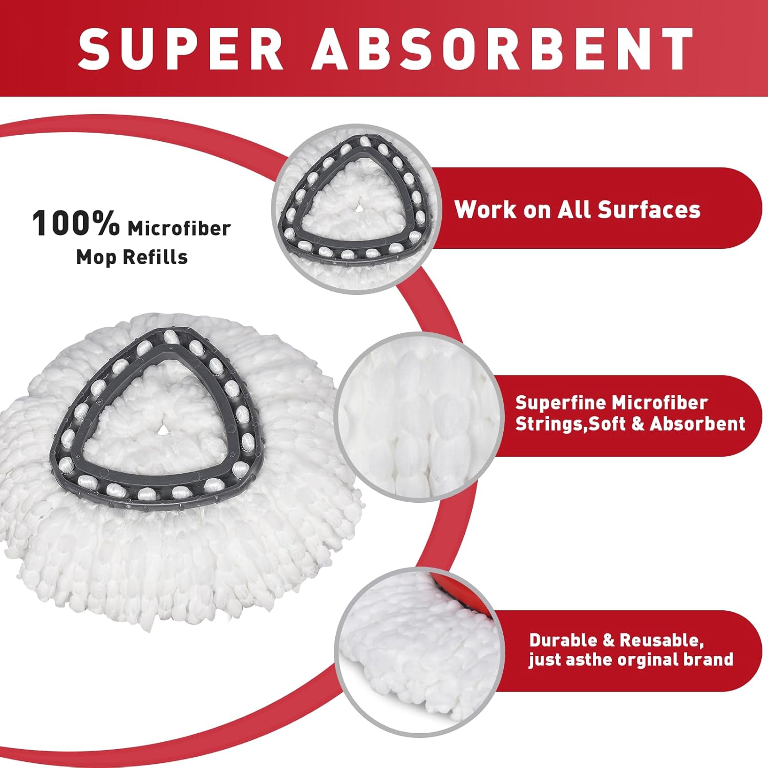 GRAREND Spin Mop Head Refill 1-Tank System 6 Pack