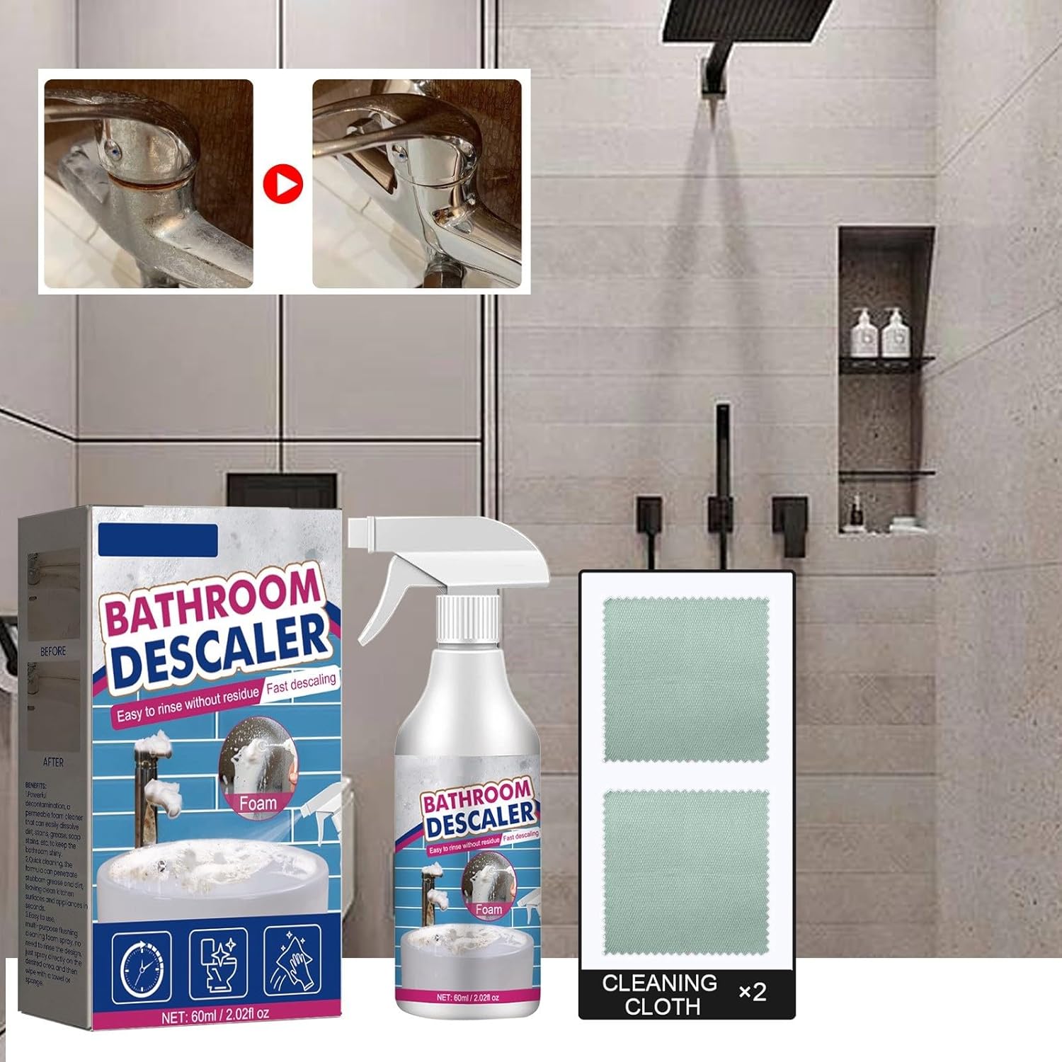 Stubborn Stains Bathroom Foam Cleaner for Toilets and More