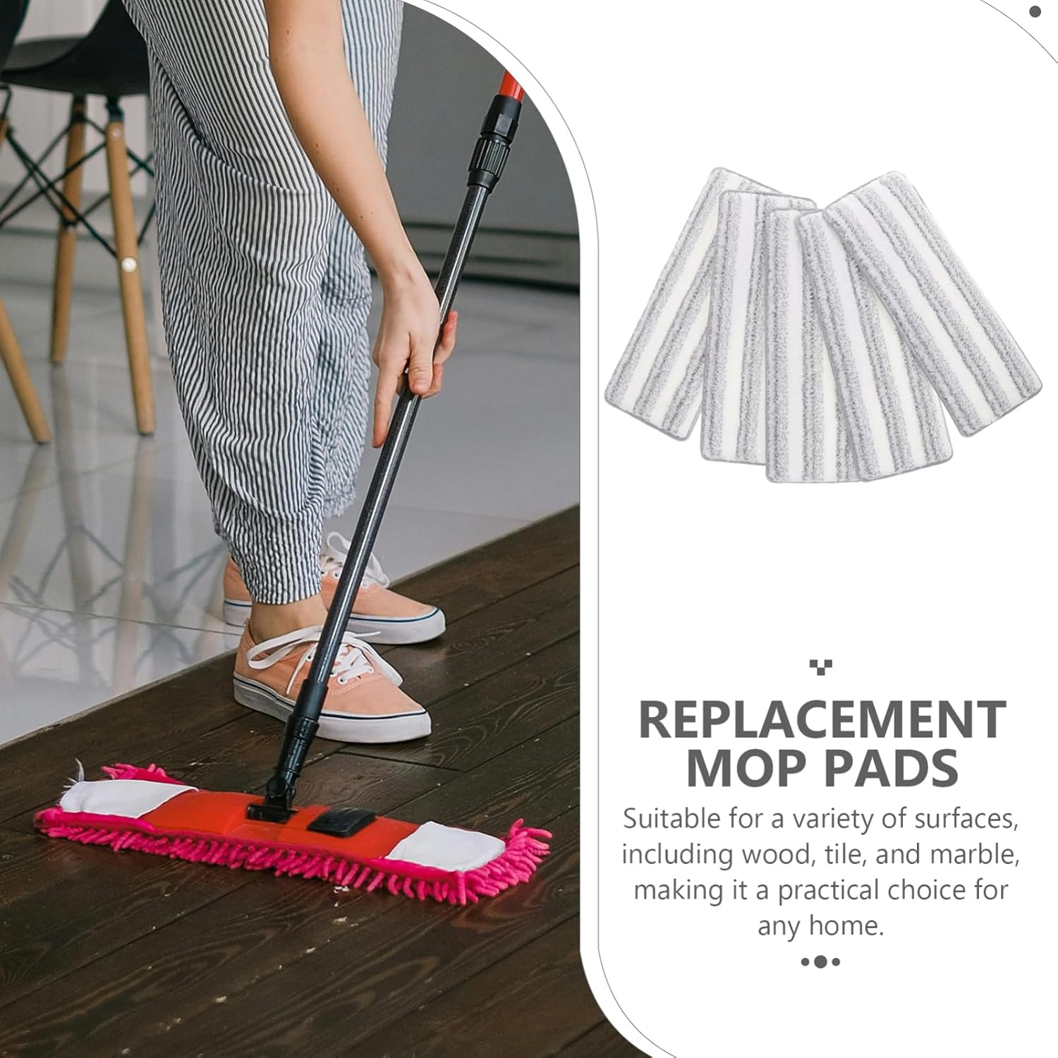 5pcs Self-Adhesive Microfiber Mop Pads Replacement
