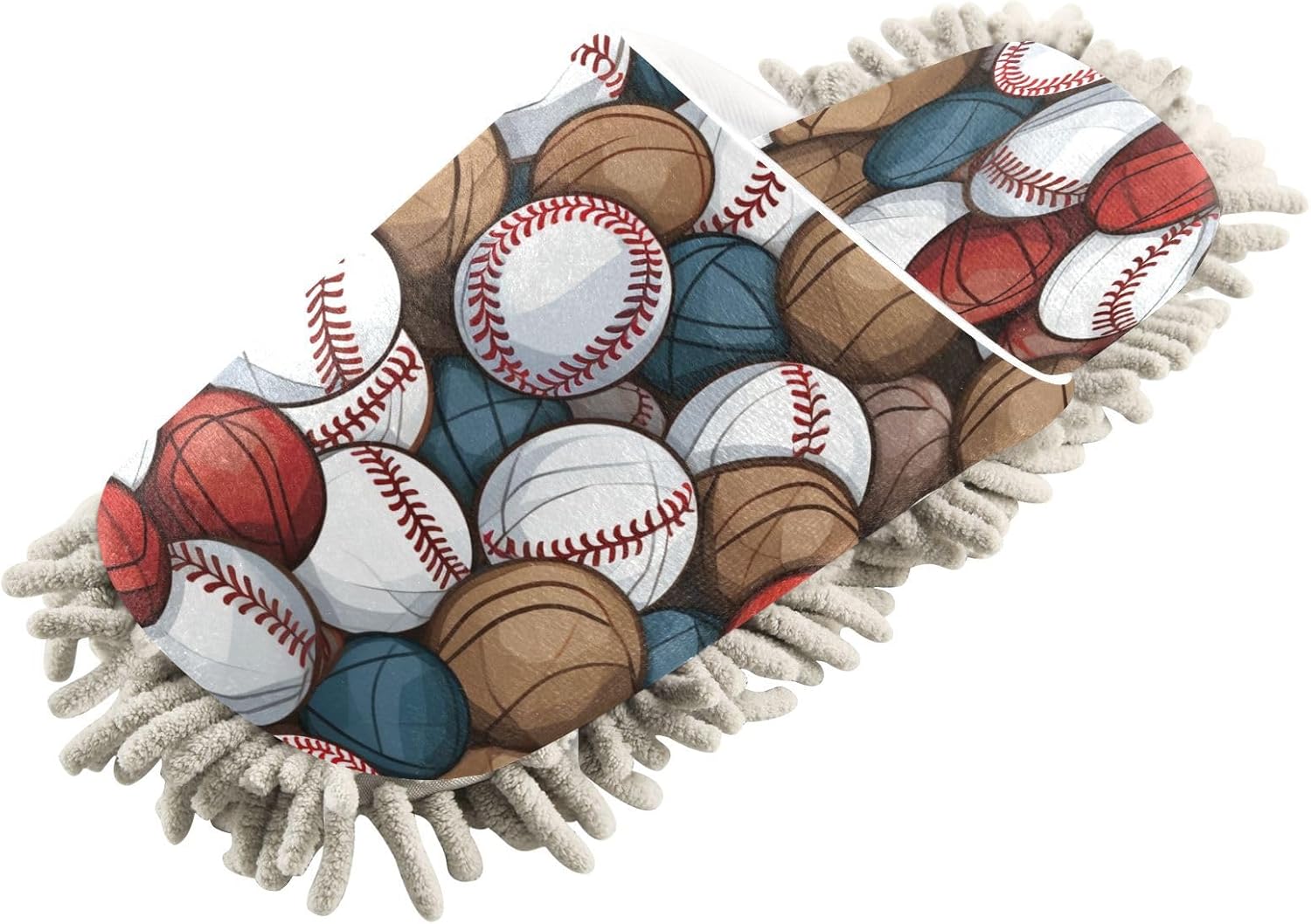 Bulletgxll Baseball Pattern Microfiber Cleaning Slippers - L