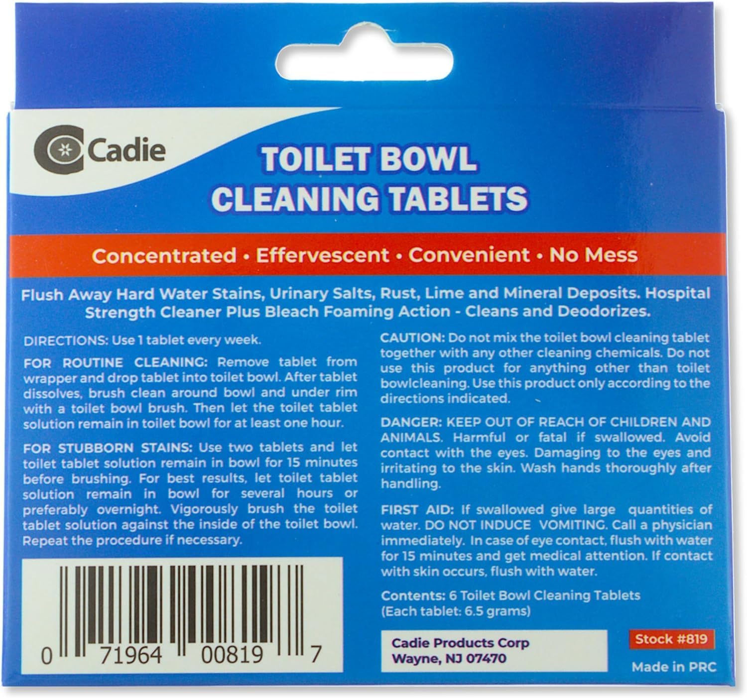 Cadie Toilet Bowl Cleaning Tablets 12 Blocks with Bleach