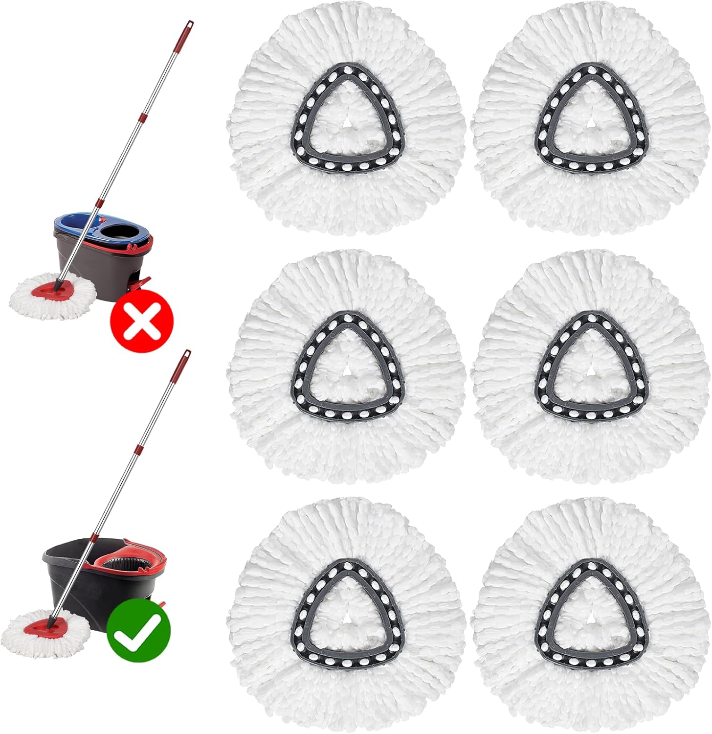 GRAREND Spin Mop Head Refill 1-Tank System 6 Pack