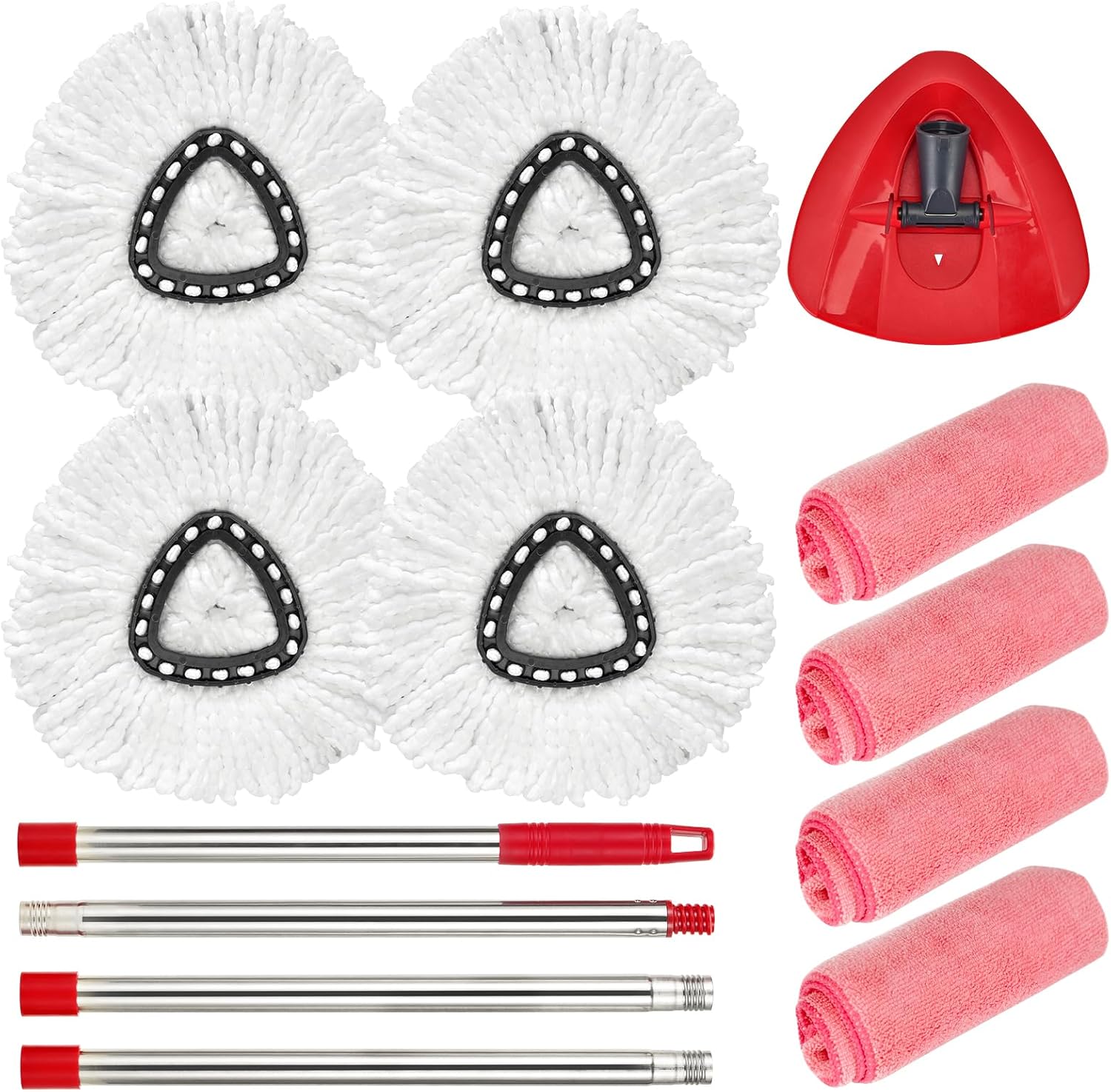 Matthew Spin Mop Replacement Heads Kit with Base and Handle