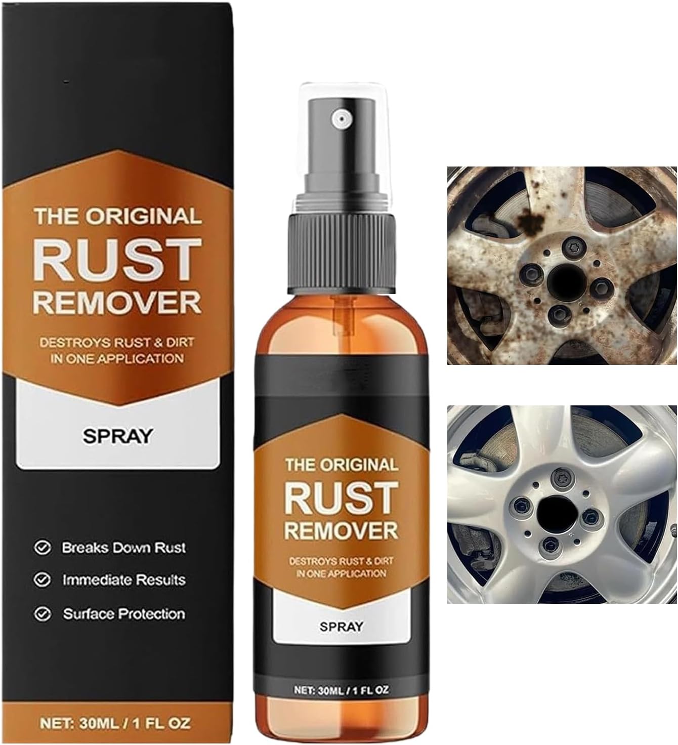 Car Rust Remover Spray 30ml for Metal and Concrete Cleaning