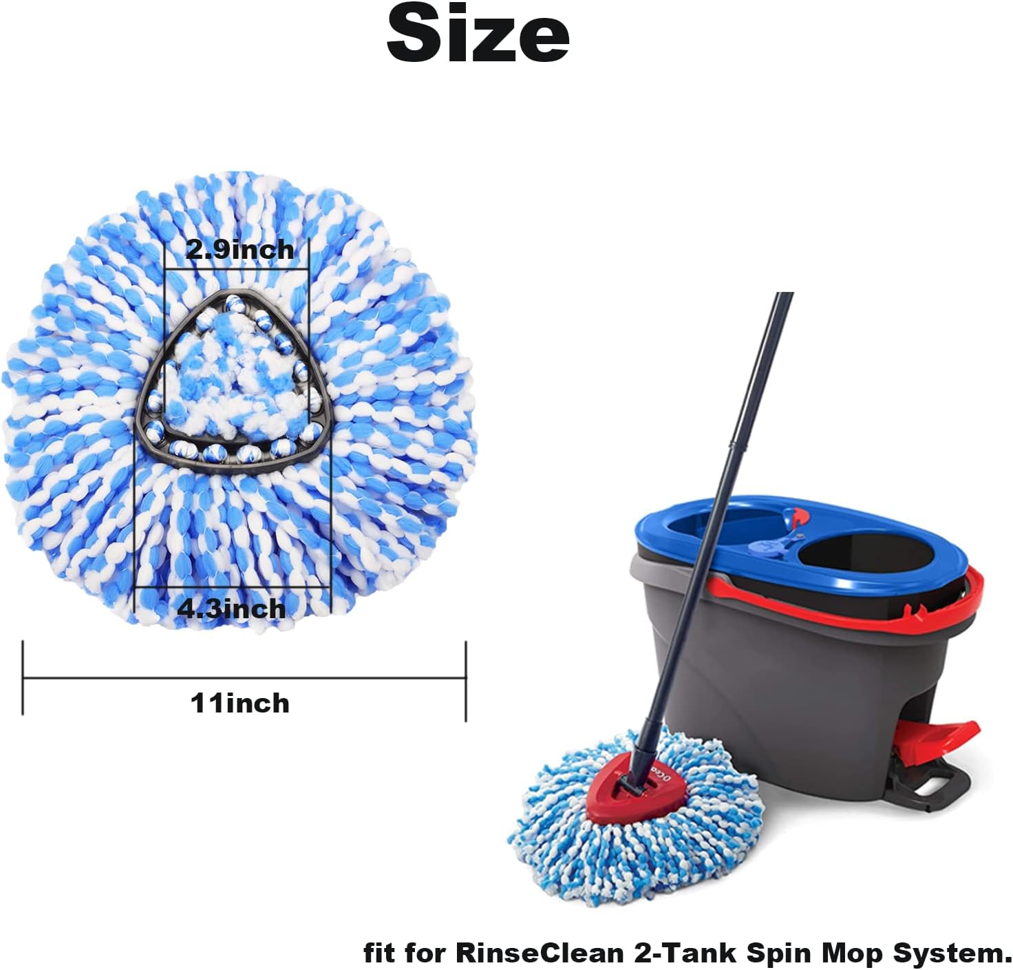 HANZENMA Spin Mop Replacement Head 3 Pack