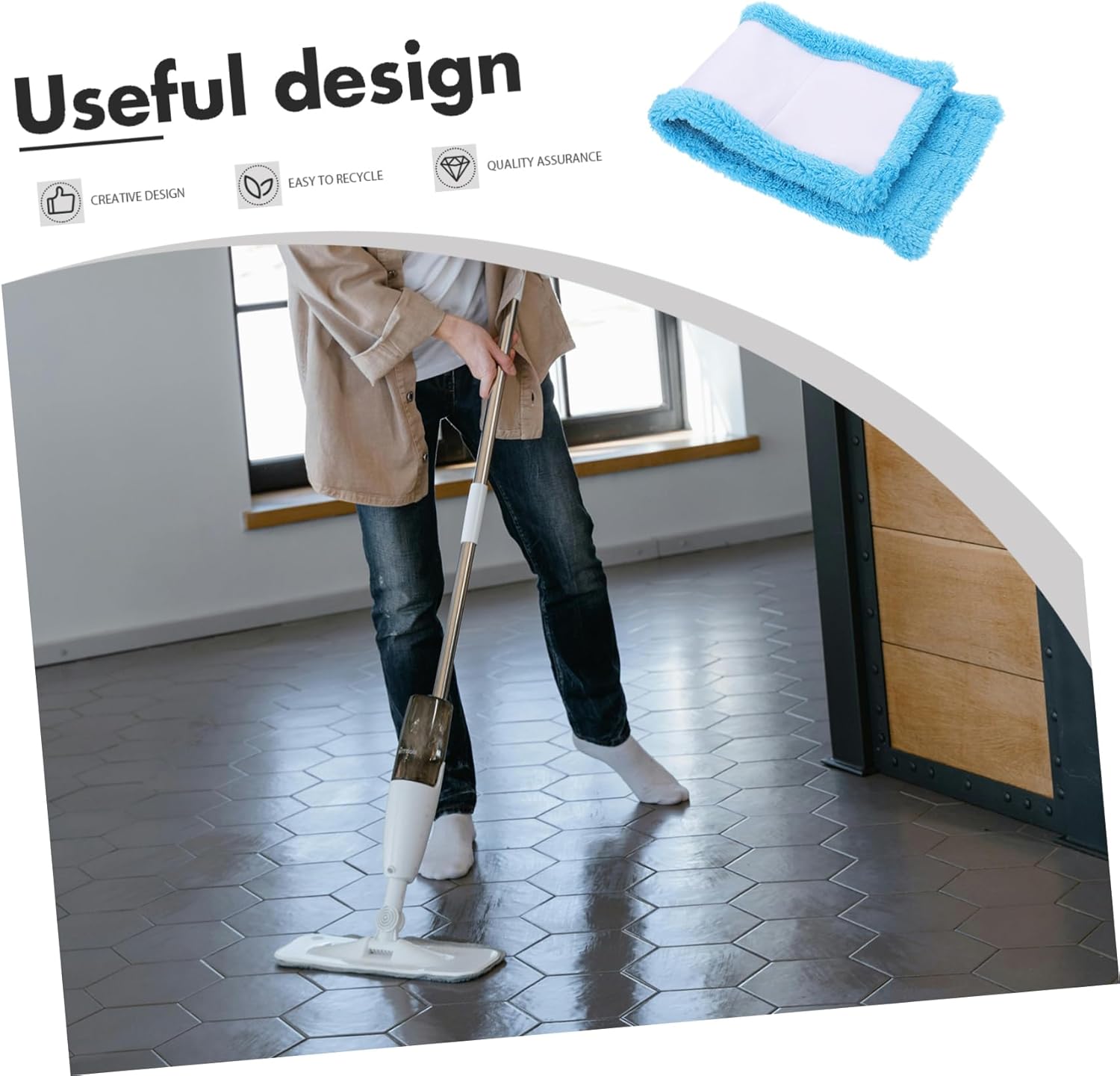 2pcs Microfiber Mop Head Replacement Pads for Cleaning