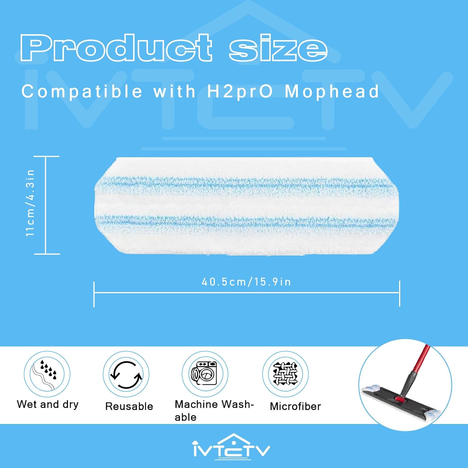 3-Pack Replacement Mop Pads for O-Cedar H2Pro Flat Mop System