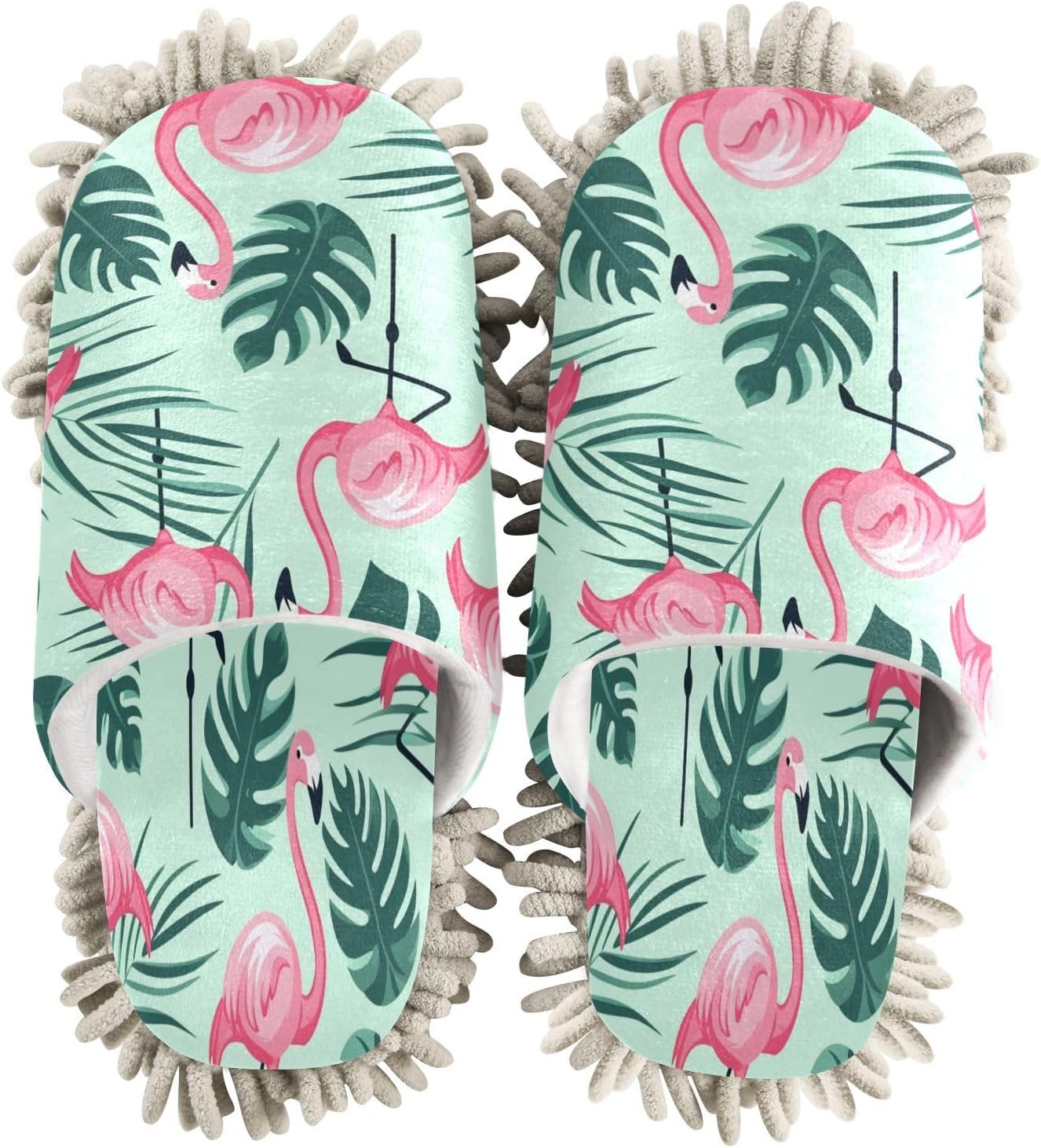 Bulletgxll Pink Flamingo Mop Slippers Washable