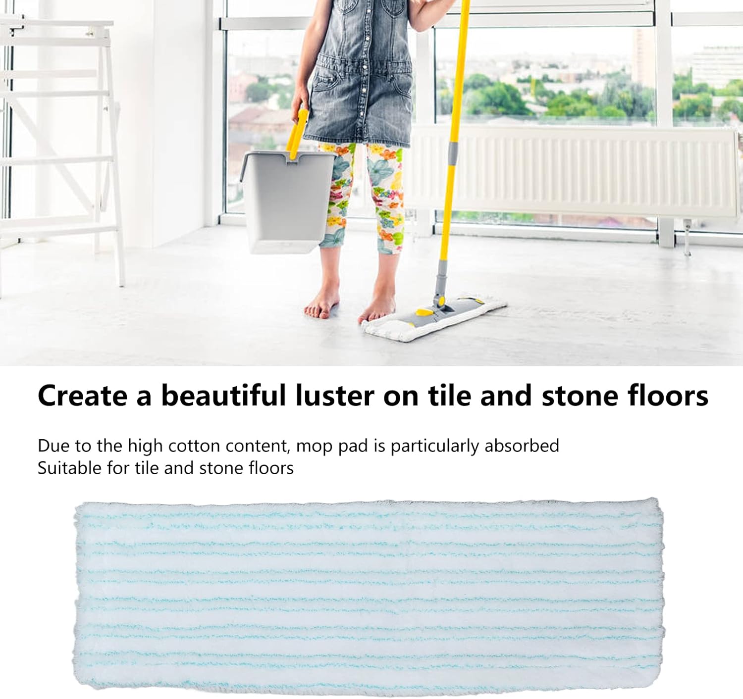2Pcs Reusable Cotton Mop Head for Leifheit