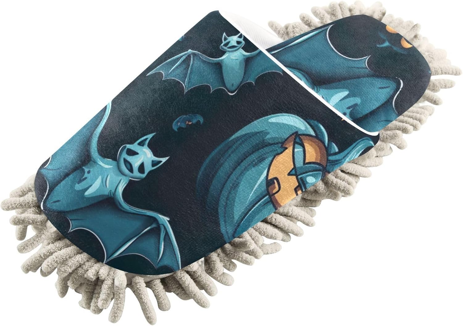 FLildon Microfiber Cleaning Slippers for Men Women Halloween Pumpkins Bats