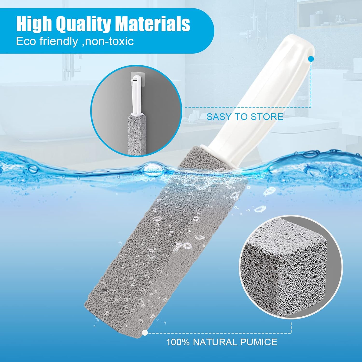 Nonley Pumice Stone Toilet Cleaner with Handle 2 Pack