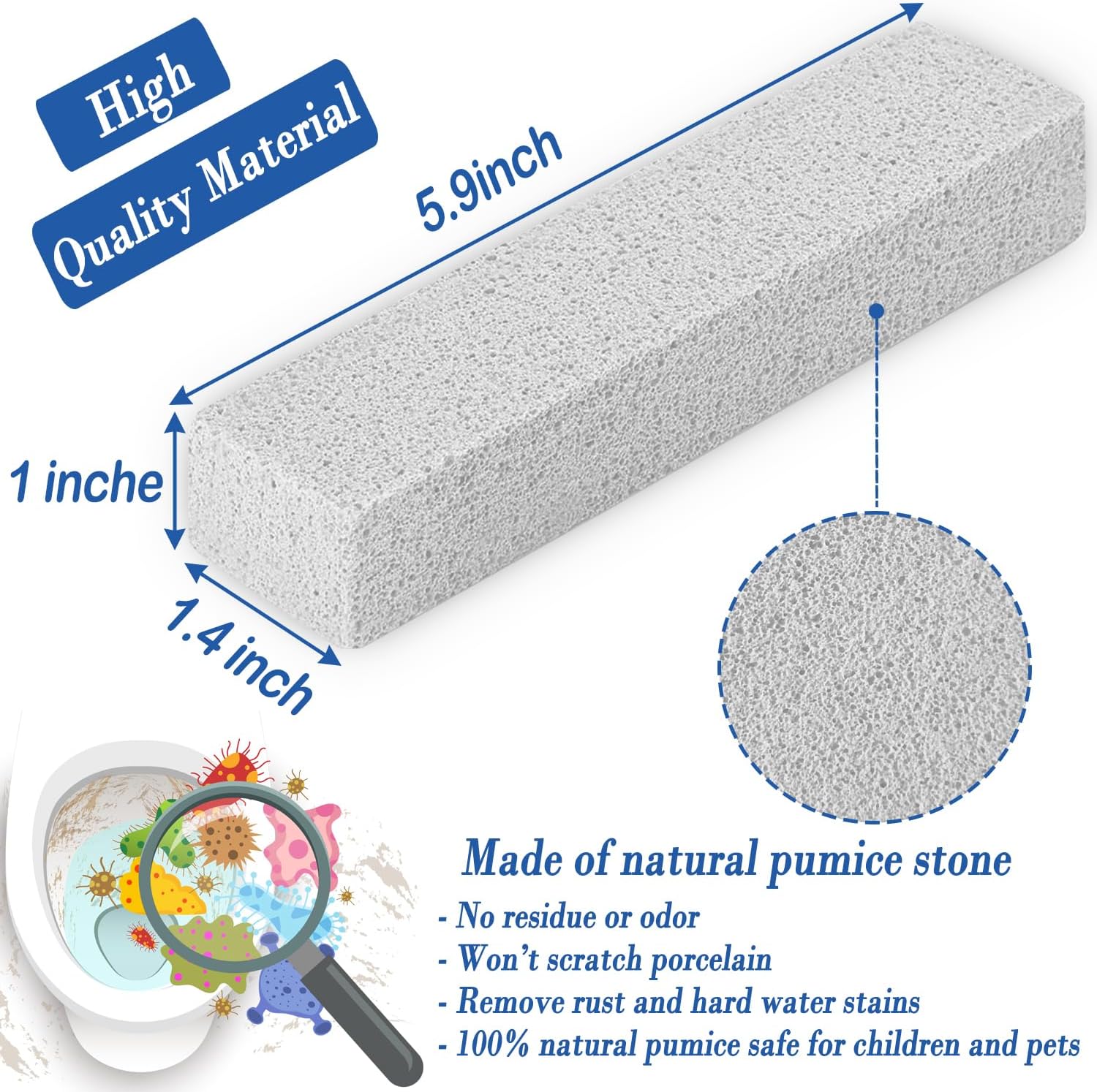 FAZMoss 6Pack Pumice Stones for Toilet Cleaning