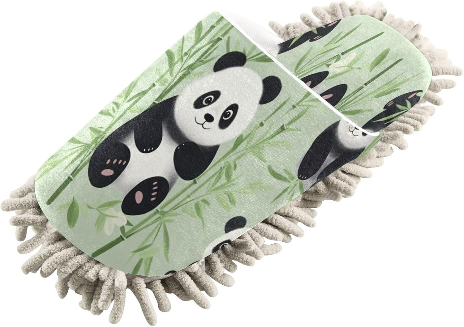 Bulletgxll Panda Bears Microfiber Cleaning Slippers - L
