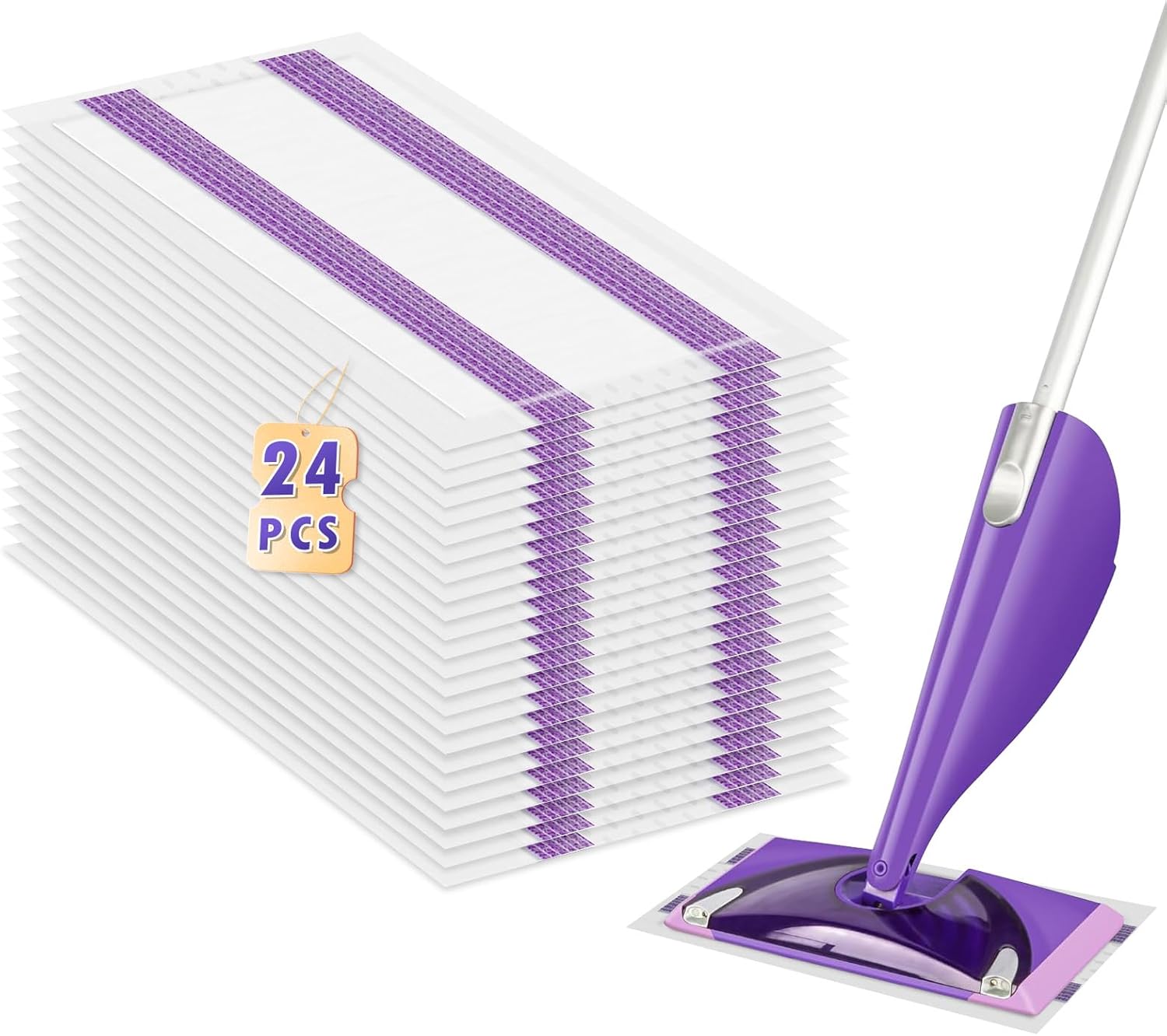 Bisenkud 24 Count WetJet Pad Refills for Swiffer Mop