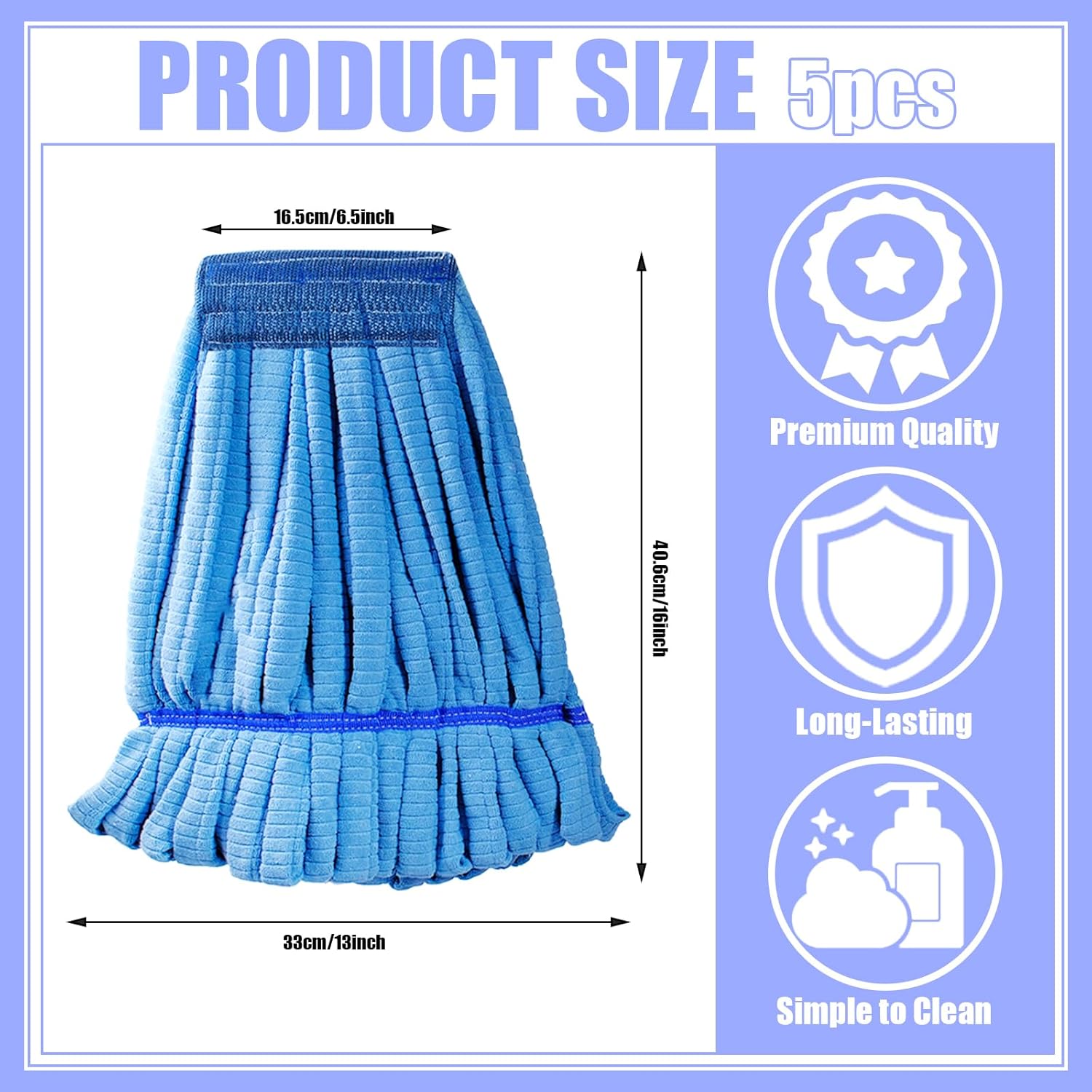 5 Pcs Commercial Mop Head Replacement Tubes