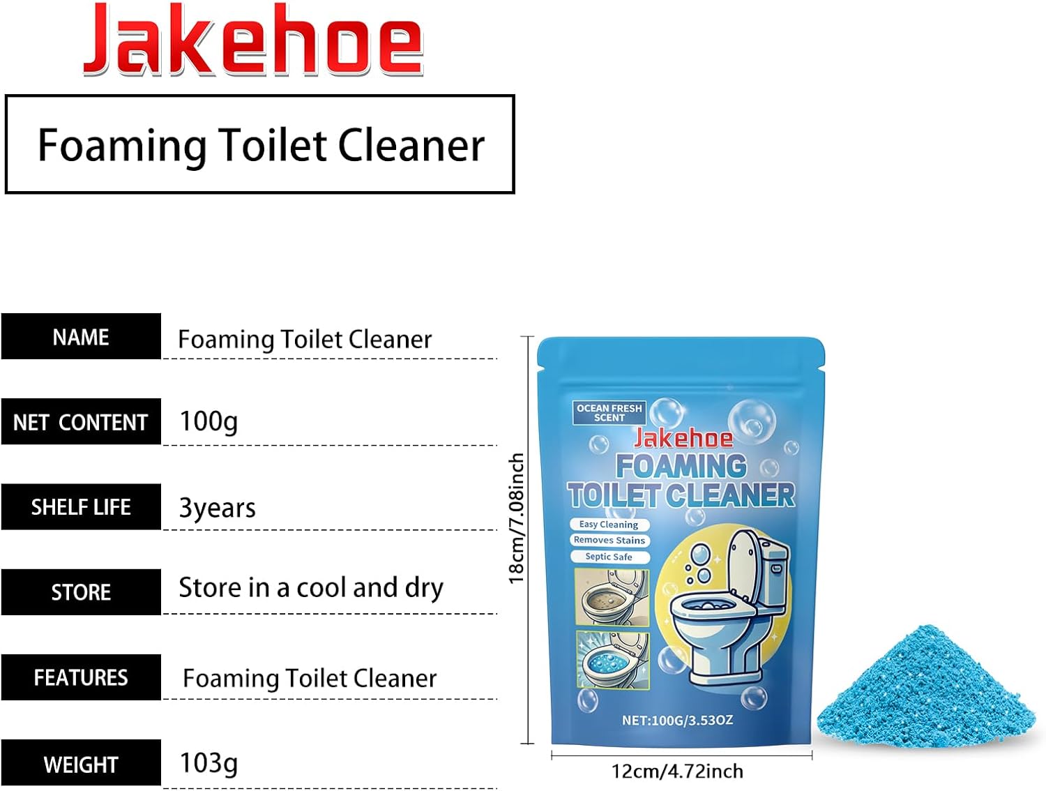 Jakehoe Foaming Toilet Cleaner Ocean Fresh Scent 353 oz