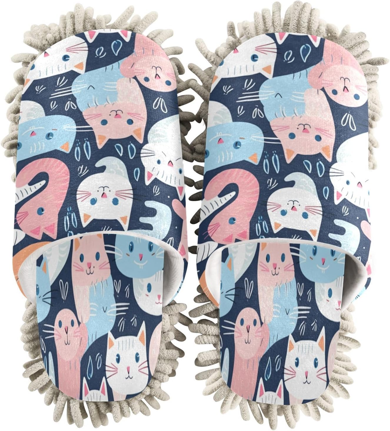 Colorful Cats Microfiber Cleaning Slippers