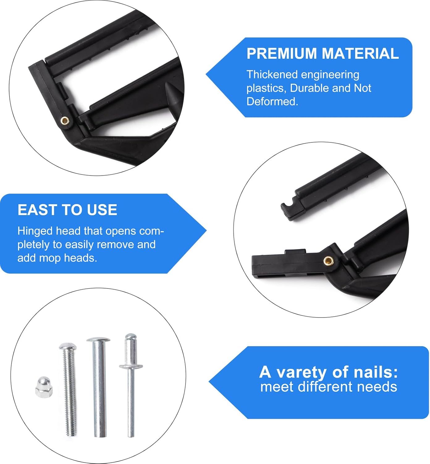 Matthew 2Pcs Mop Head Clamps for Quick Replacement