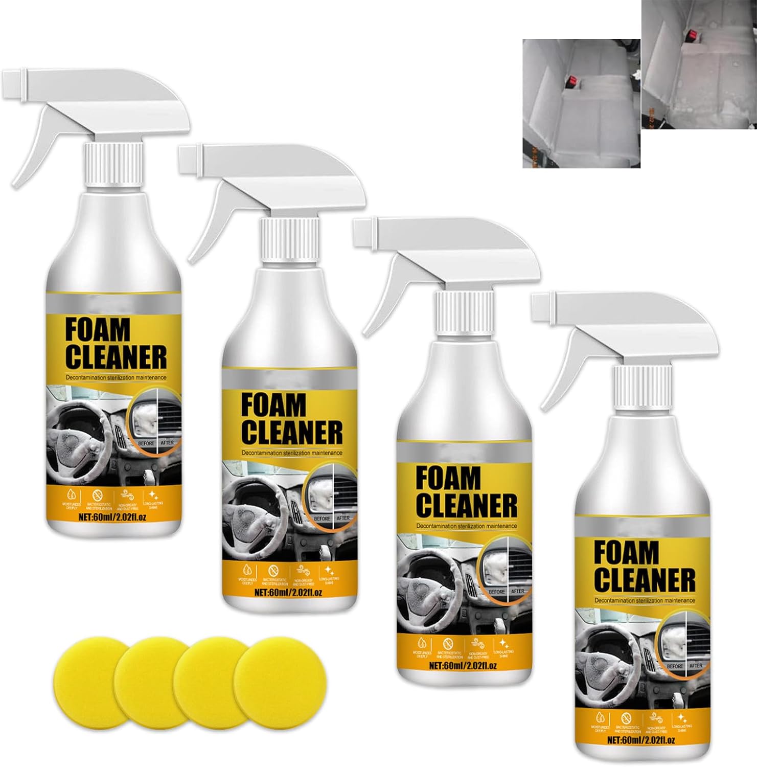 Aozonyoi Peony Car Interior Foam Cleaner 4 Pack