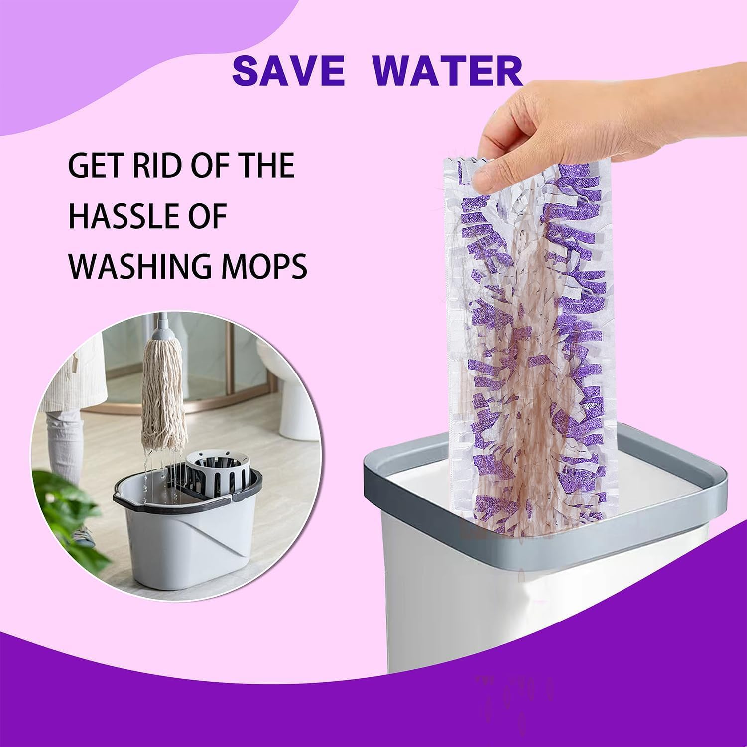 AWAYDD Disposable Mopping Pad Refills for PowerMop 25 Count Purple
