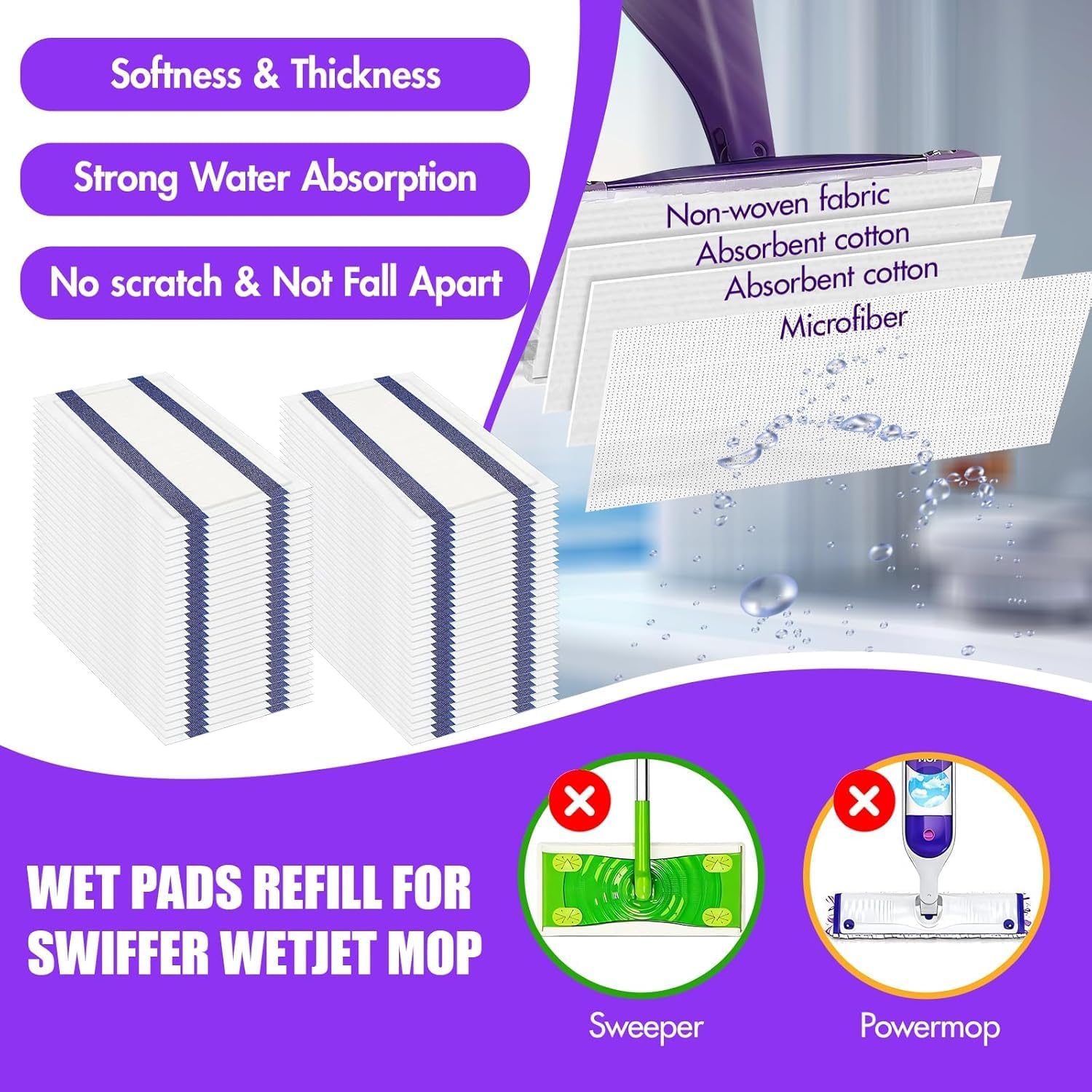 LWbrazl 30 Count Wet Jet Pads Refills