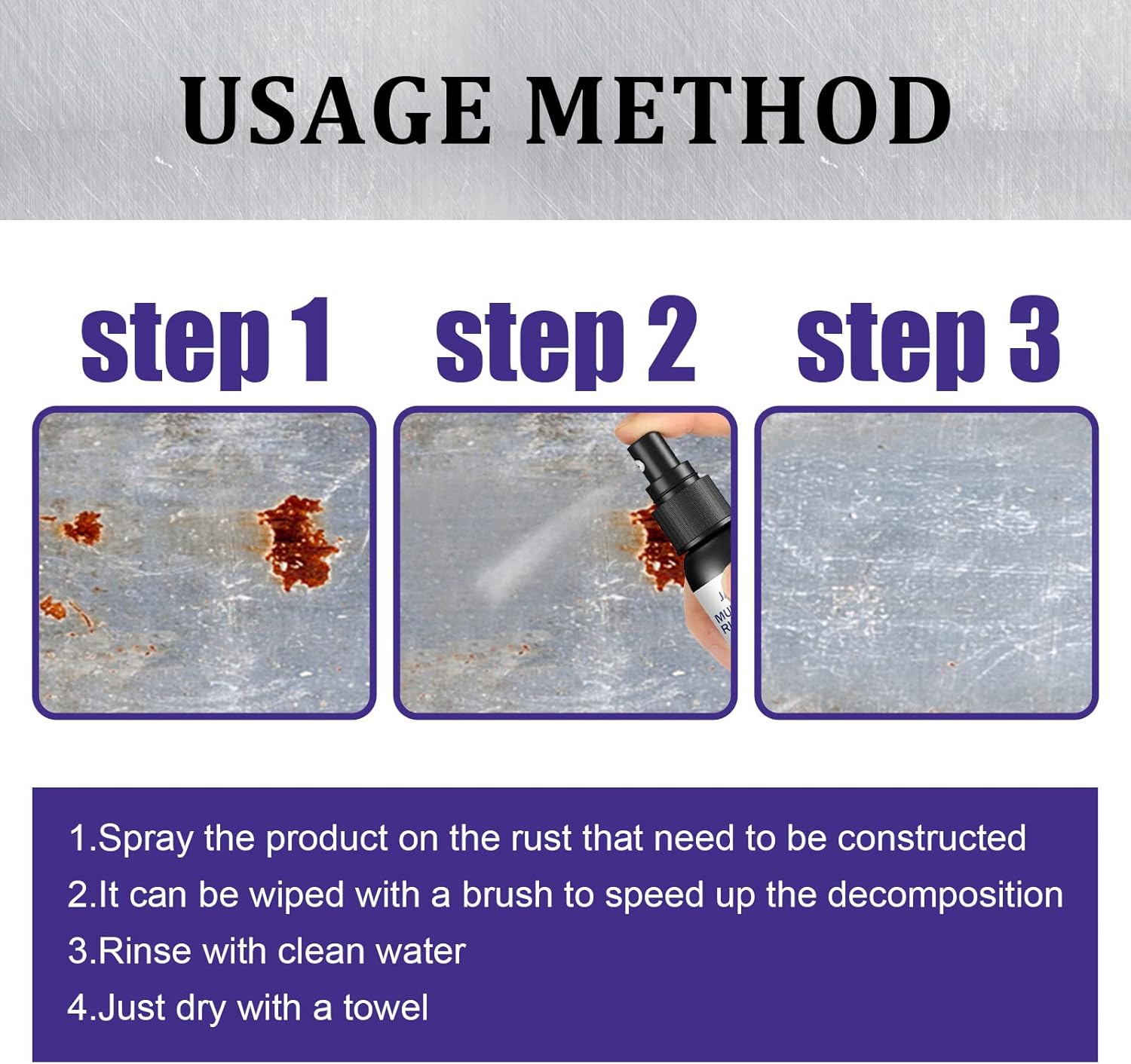 Homomdy Rust Remover Spray 3pcs - Multipurpose Metal Cleaner