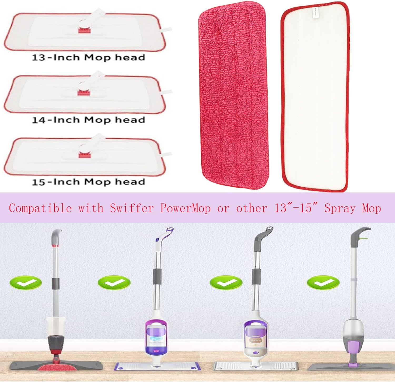 JAWAGA 8 Pack Microfiber Mop Replacement Pads