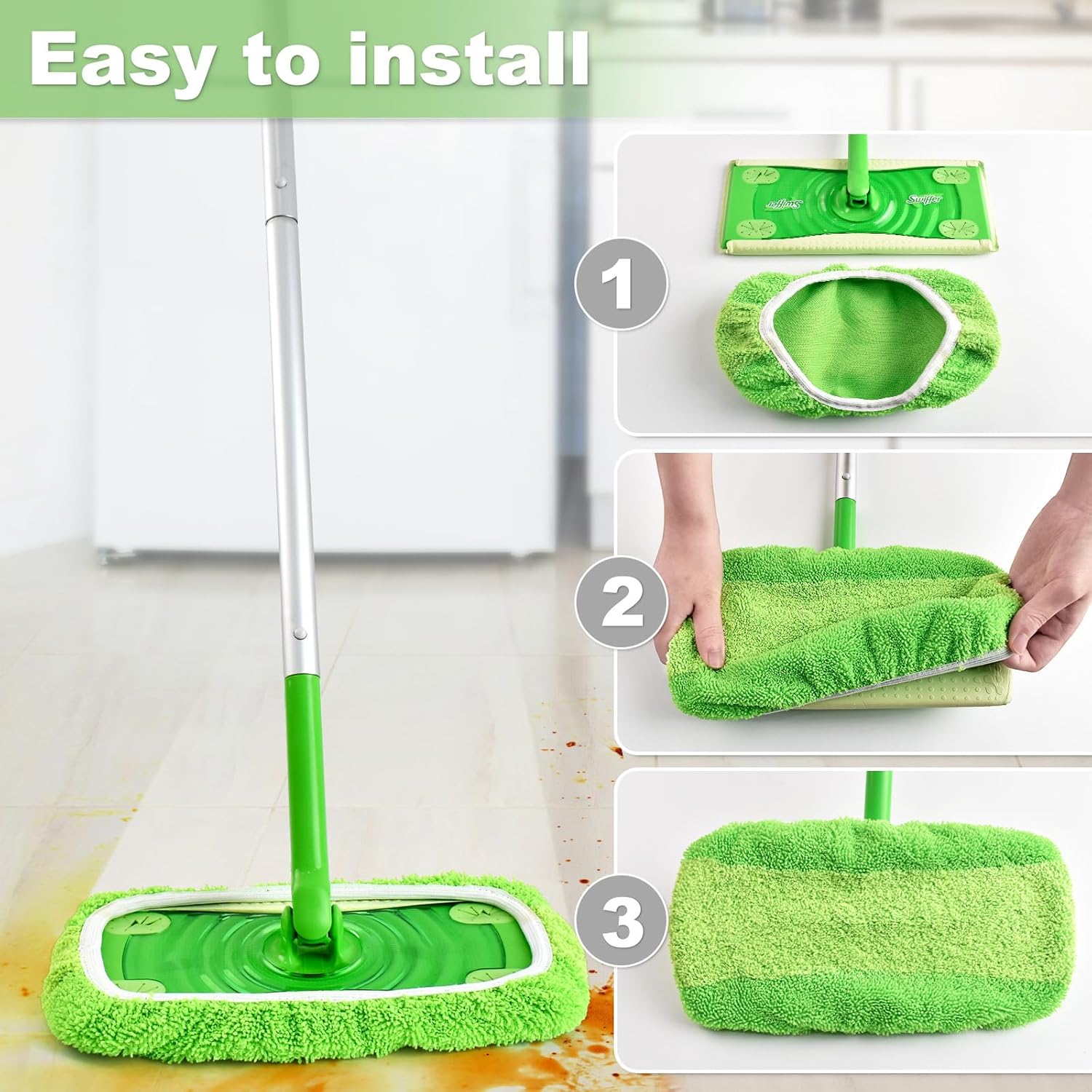 DLAIMI Reusable Microfiber Mop Pads 6PCS for Swiffer Sweeper