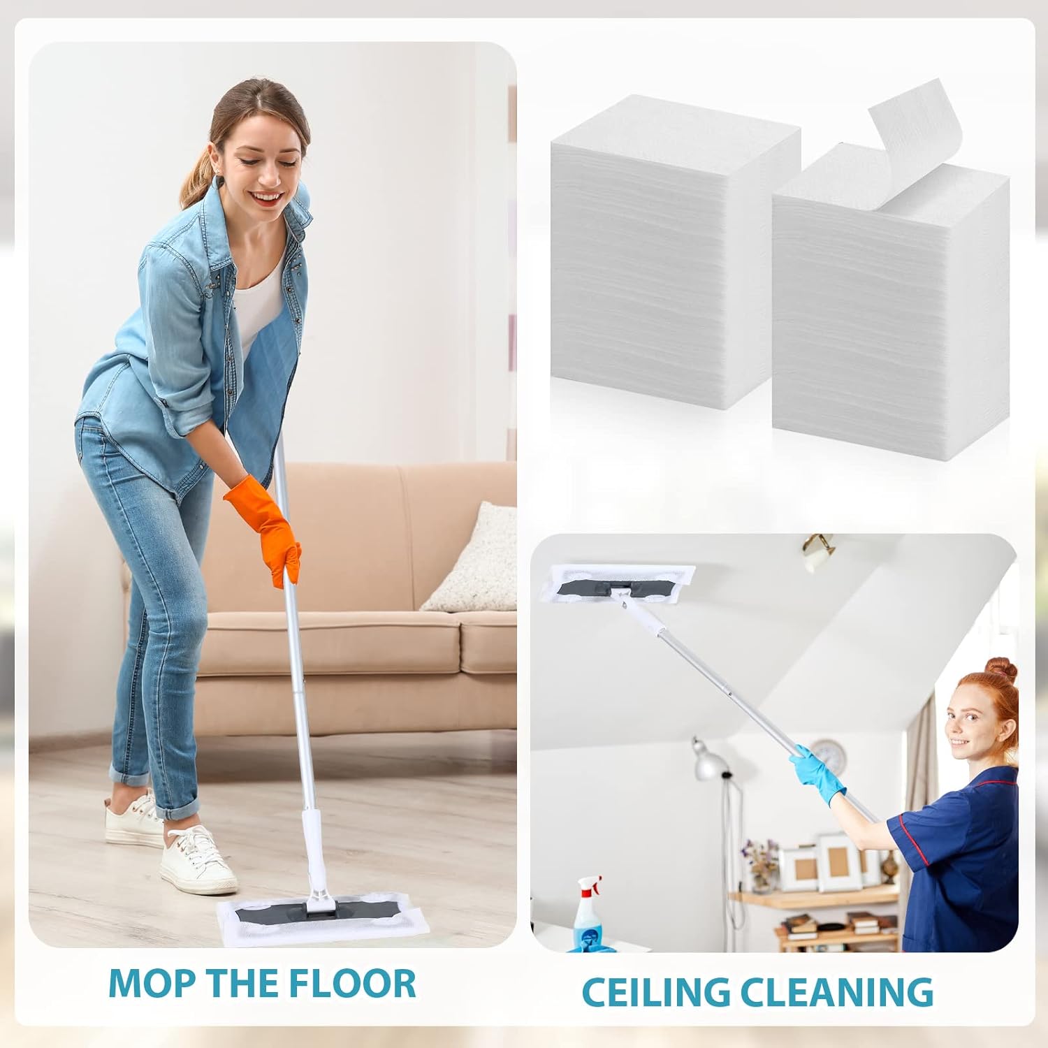 Peryiter Wet Mop Pads Refills 160 Pcs Disposable
