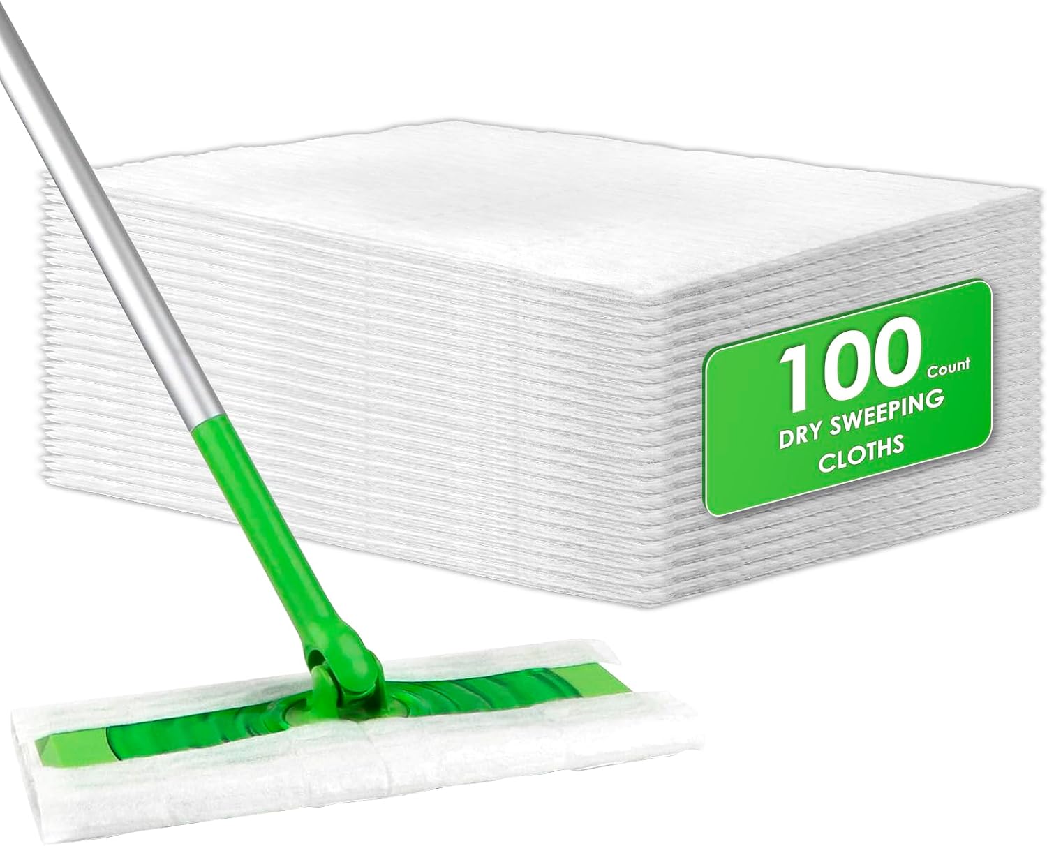 BRUVISH 100 Count Dry Mop Pads for Swiffer Sweeper
