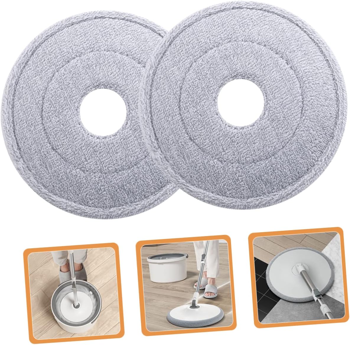 2pcs Round Mop Head Refill - Soft and Absorbent