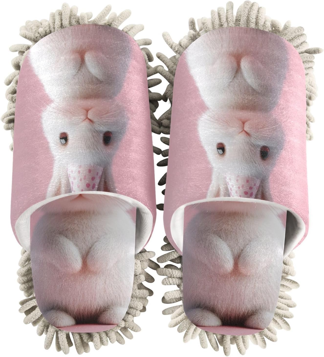 FLildon Microfiber Mopping Slippers with Bunny Hat Size M