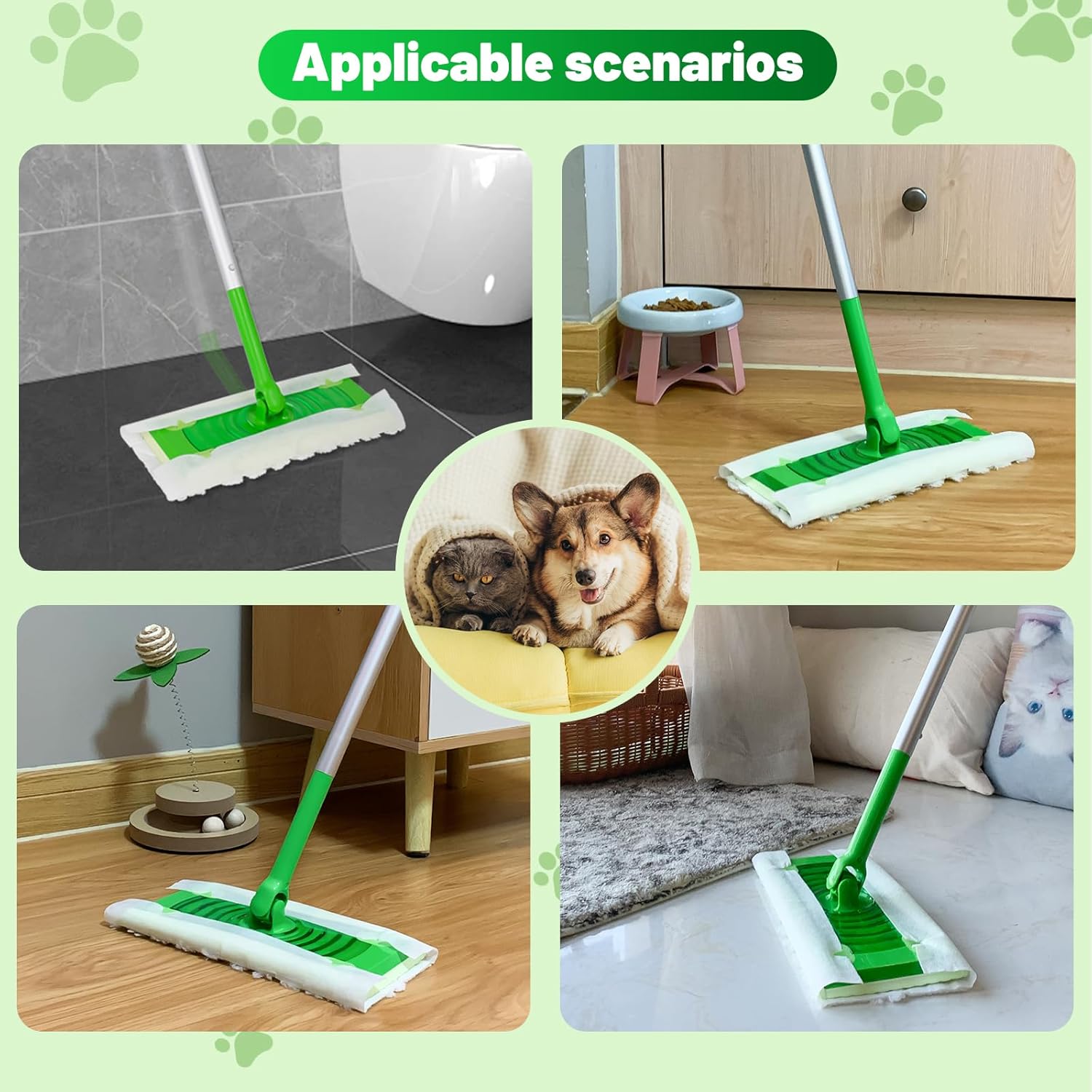 UKEENOR Heavy Duty Pet Dry Mop Refills 40 Count 78x118